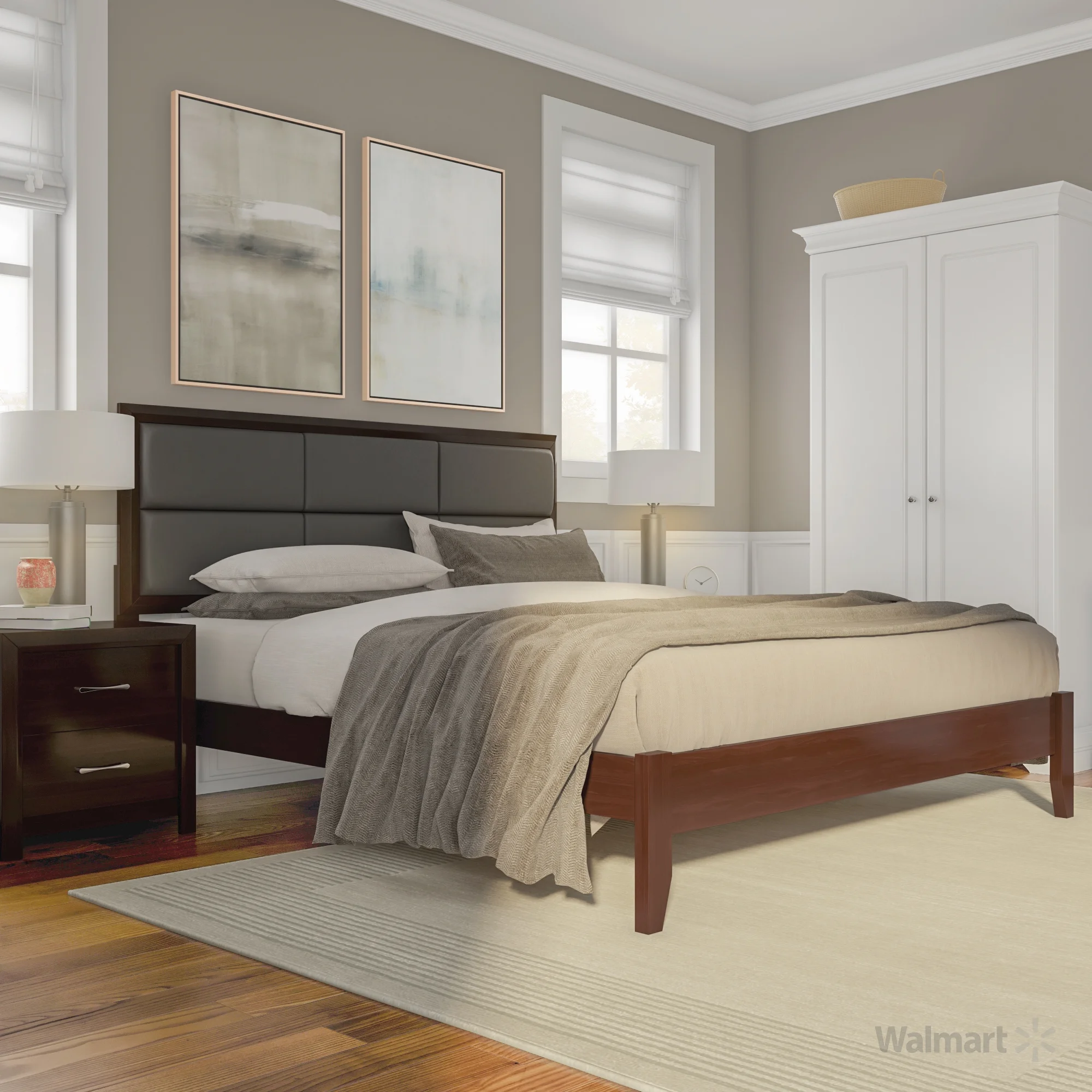 Furniture of America Barett Bedroom Set, 1 California King Bed, 1 Nightstand, Espresso and Black