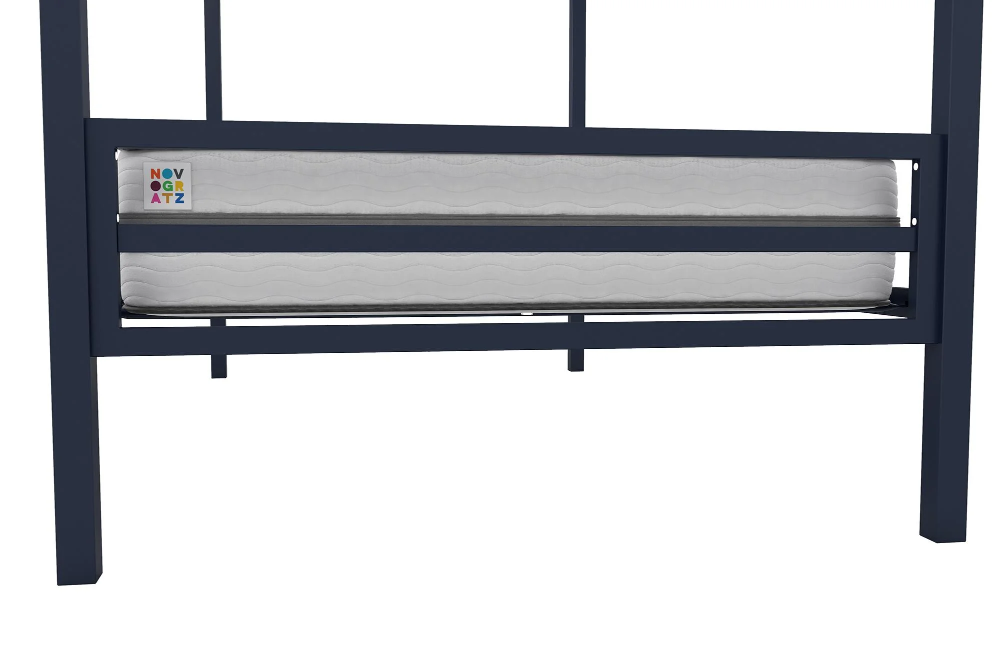 Novogratz Maxwell Twin-Over-Twin Metal Bunk Bed with Ladder and Guardrails, Easy Assembly, Navy Blue