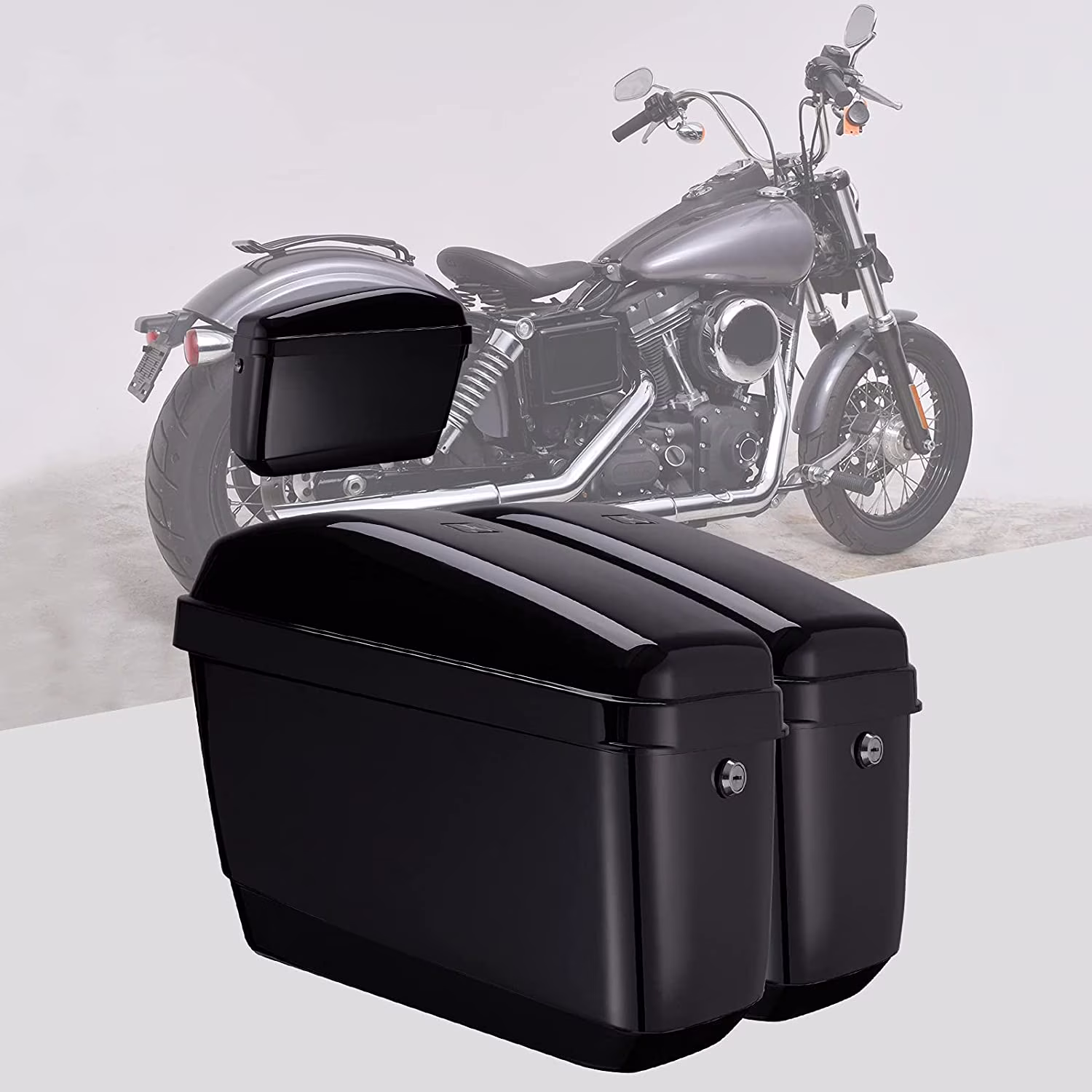 Kemimoto Motorcycle Hard Saddlebags Hard Saddle Bags Compatible with Dyna V-Rod Vstar 650 VTX 1100 1300 Boulevard C50 Vulcan 500 900 Classic