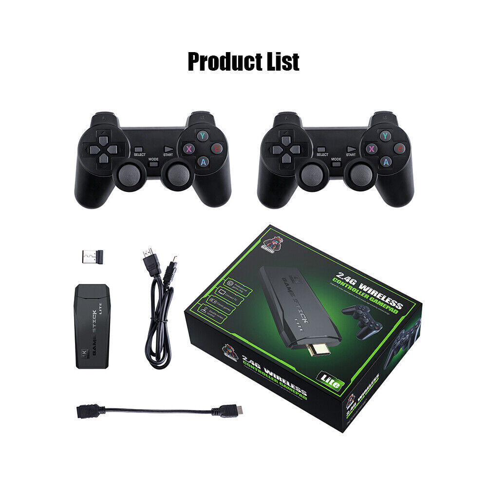 4K HD TV Game Stick 20000+Retro Video Game Console 64G Dual Wireless Controller