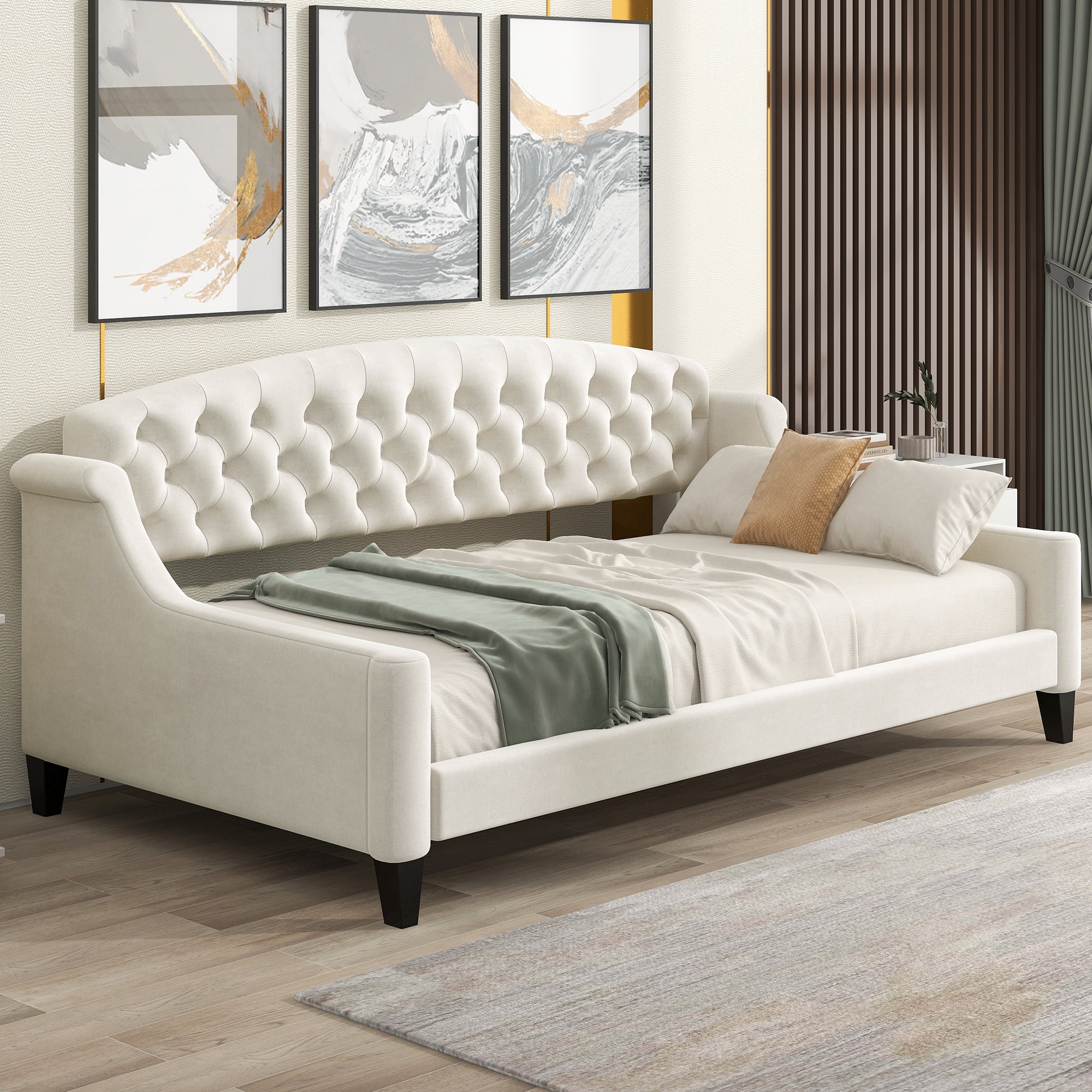 CoSoTower Modern Luxury Tufted Button Daybed,Twin,Beige