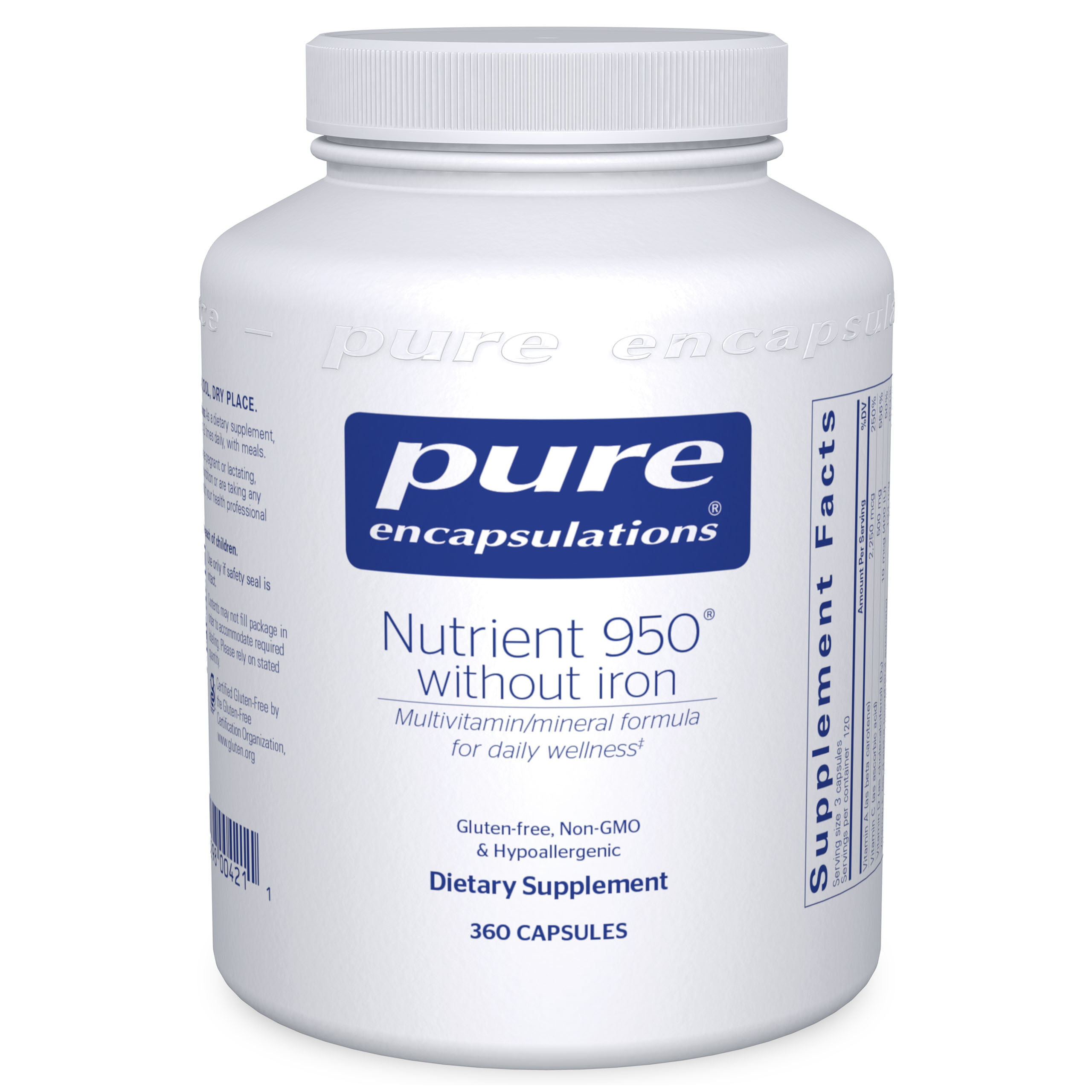 Pure Encapsulations Nutrient 950 without Iron | Supplement to Support Cardiovascular, Immune, and Cellular Health, Bones, Hormone Metabolism, and Carbohydrate Utilization* | 360 Capsules