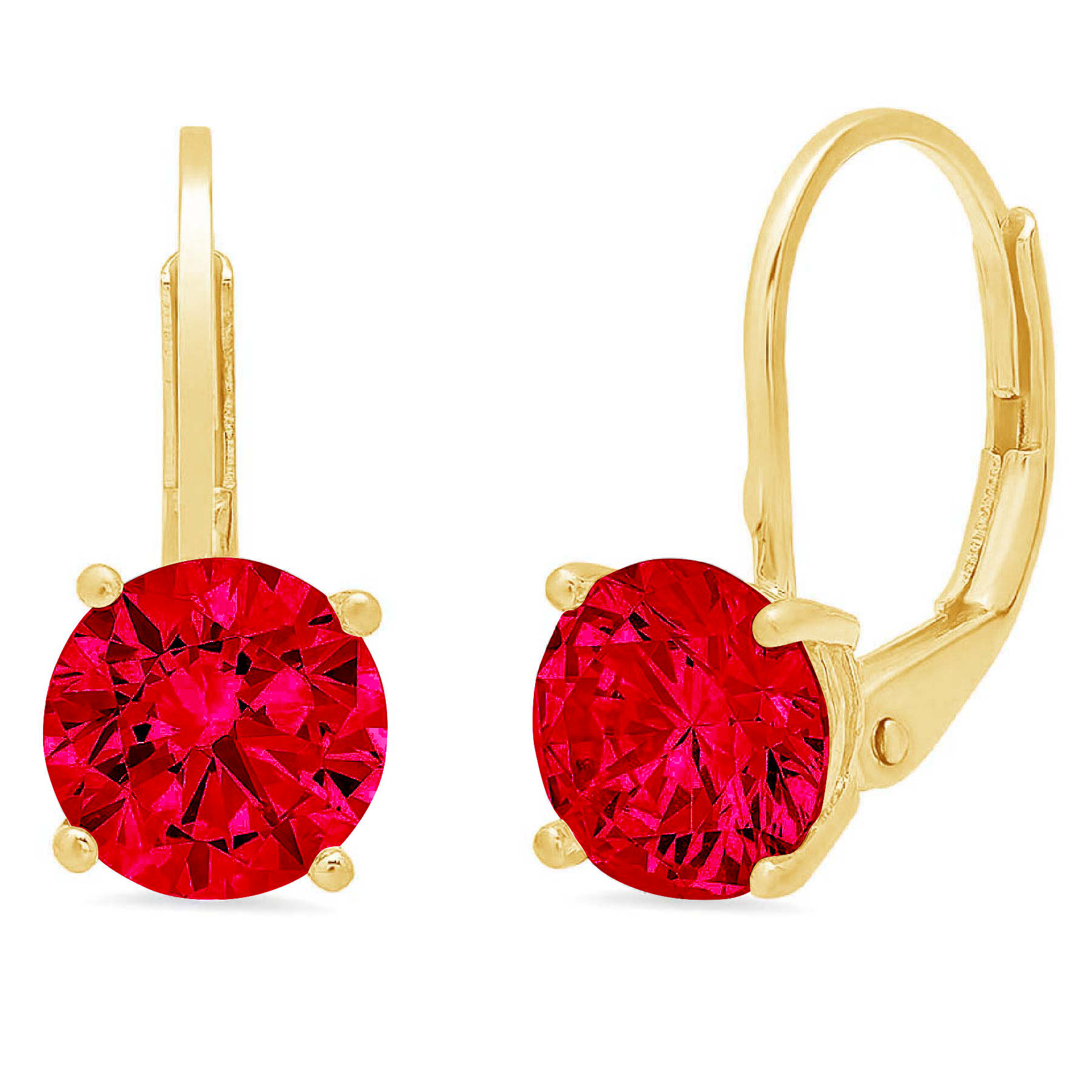 Clara Pucci 1 ct Brilliant Round Cut Drop Dangle VVS1 Genuine Conflict free Pink Simulated Tourmaline Real Stamped Solid 18K Yellow Gold Earrings Lever Back