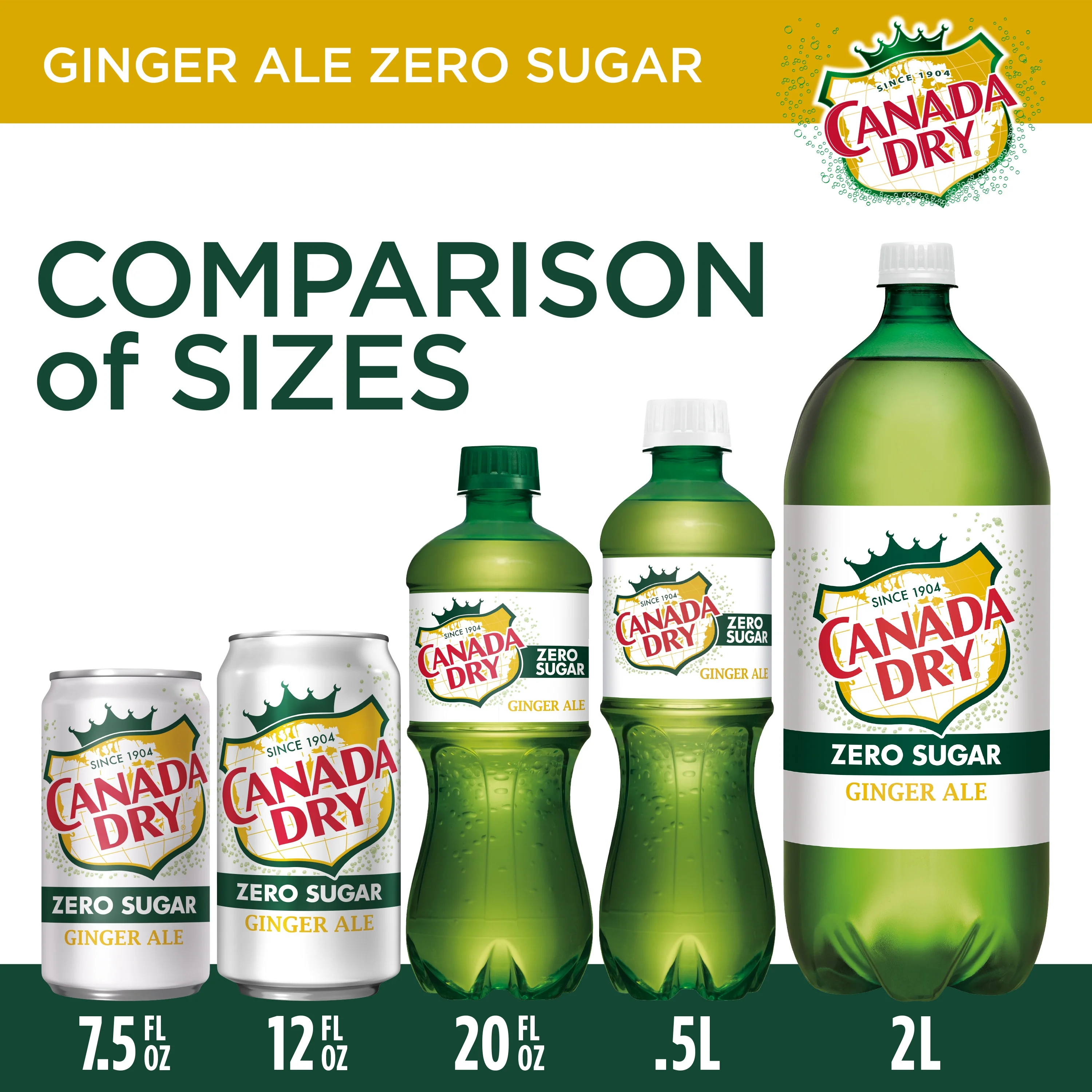 Canada Dry Zero Sugar Ginger Ale Soda Pop, 12 fl oz, 8 Pack Bottles