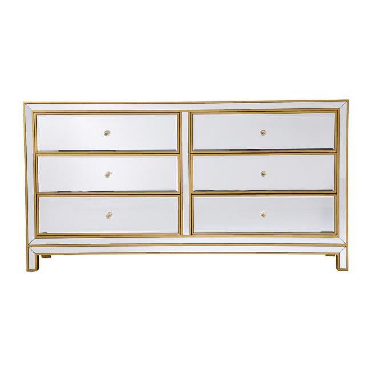 Elegant Decor MF72036G 38 x 12 in. Dresser with 6 Drawers, Gold