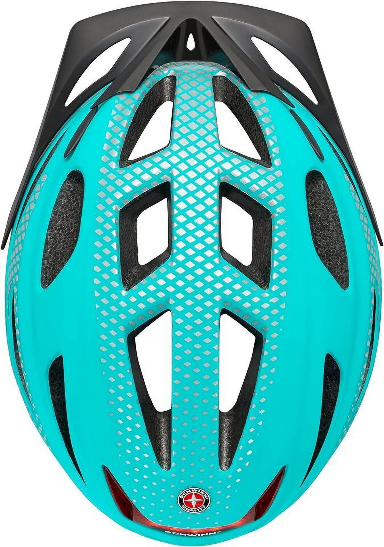 Schwinn Beam LED Lighted Bike Helmet with Reflective Design for Adults, 360 Degree Comfort System, Dial-Fit Adjustment, Removable Visor, Fits Head Circumferences 22.88-24.5 Inches Teal