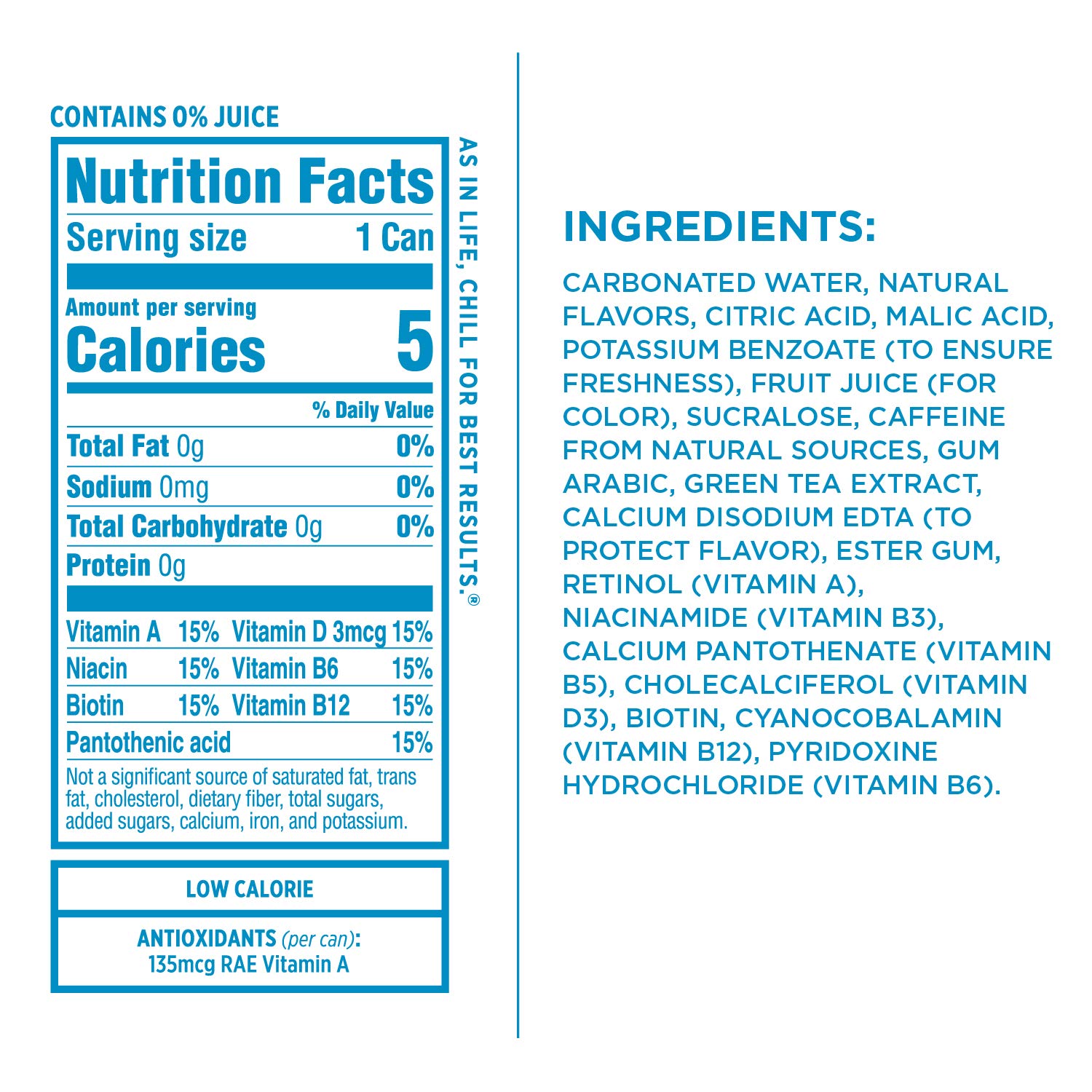 Sparkling Ice +Caffeine Blue Raspberry Sparkling Water, with Antioxidants and Vitamins, Zero Sugar, 16 fl oz Cans (Pack Of 12)