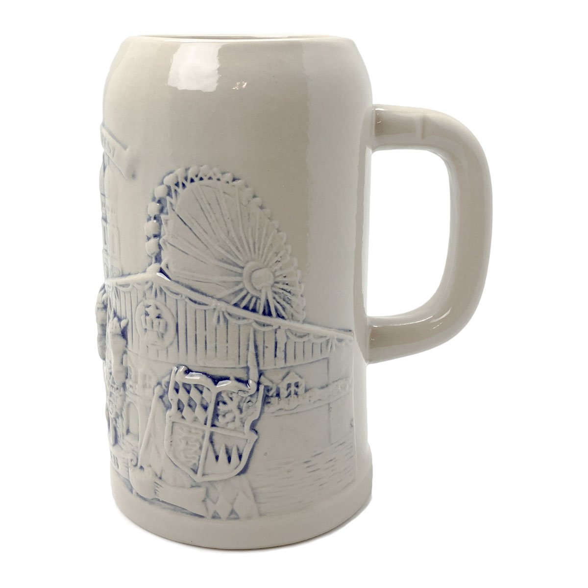 Oktoberfest Haus Mug Ceramic Stoneware Oktoberfest Mug & Engraved Relief of Munich Scene - 0.5 Liter