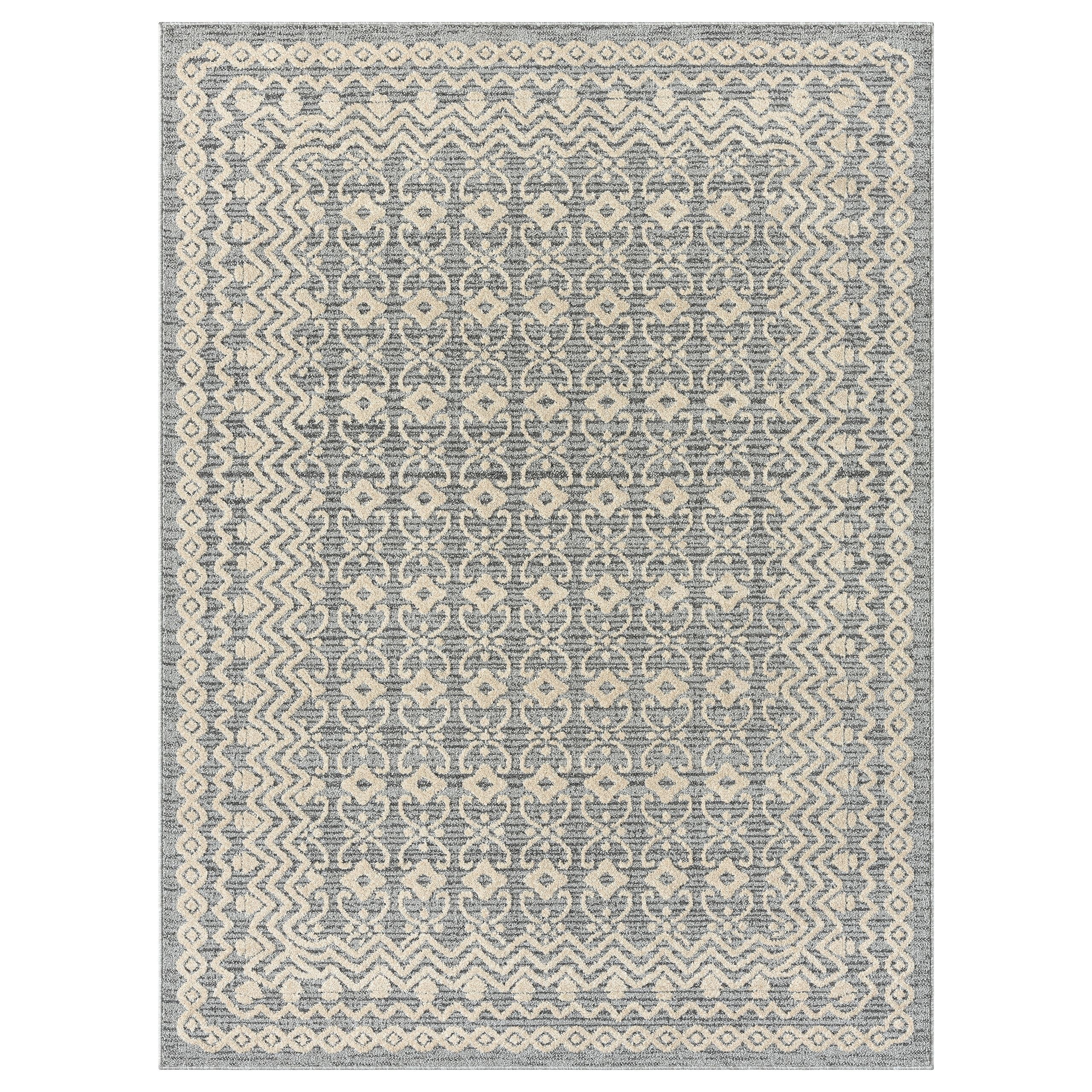 Luxe Weavers Moroccan Trellis Gray 8x10 Area Rug, Modern Floral Carpet