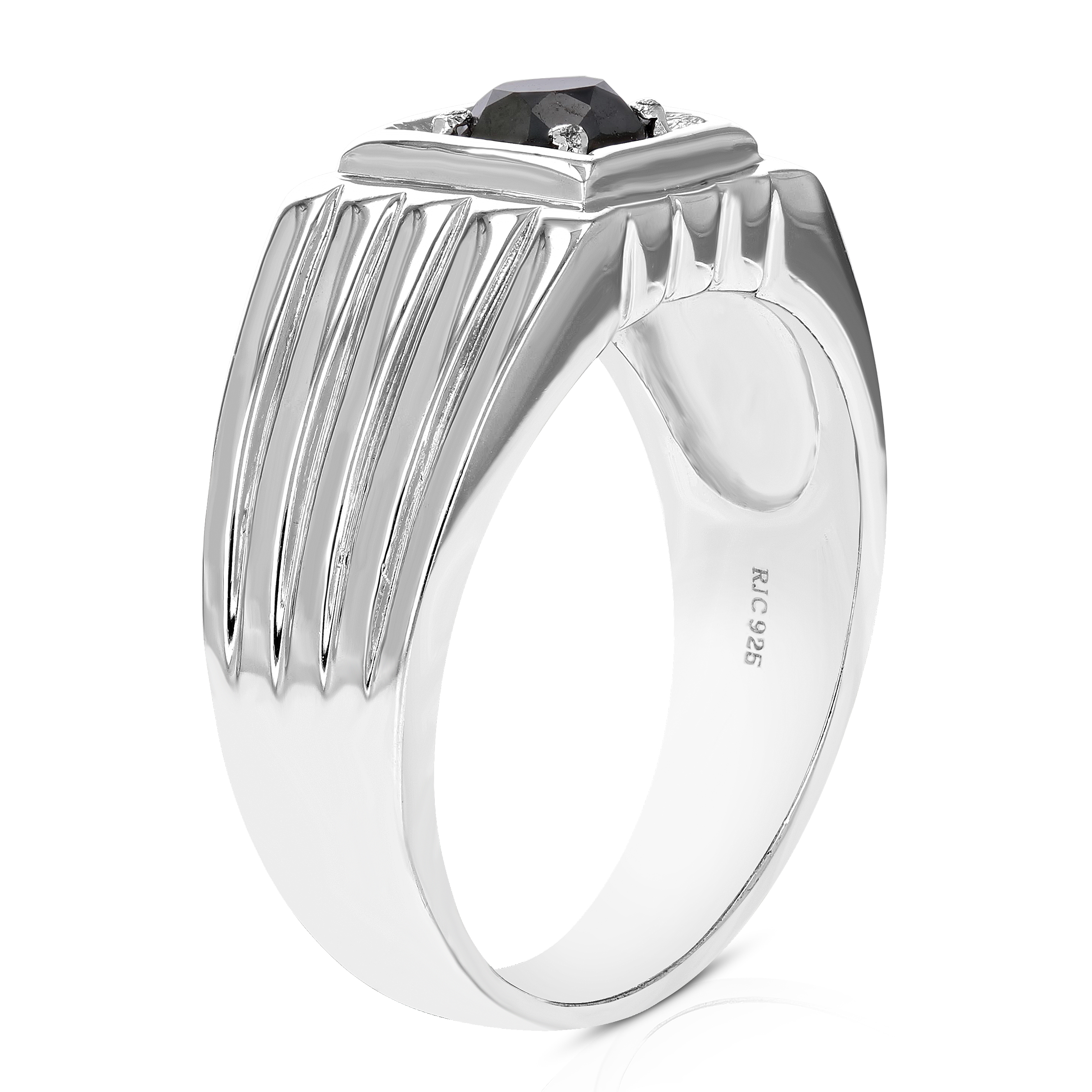 Vir Jewels 3/4 CTTW Men's Black Diamond Engagement Ring Solitaire .925 Sterling Silver Size 9 Male