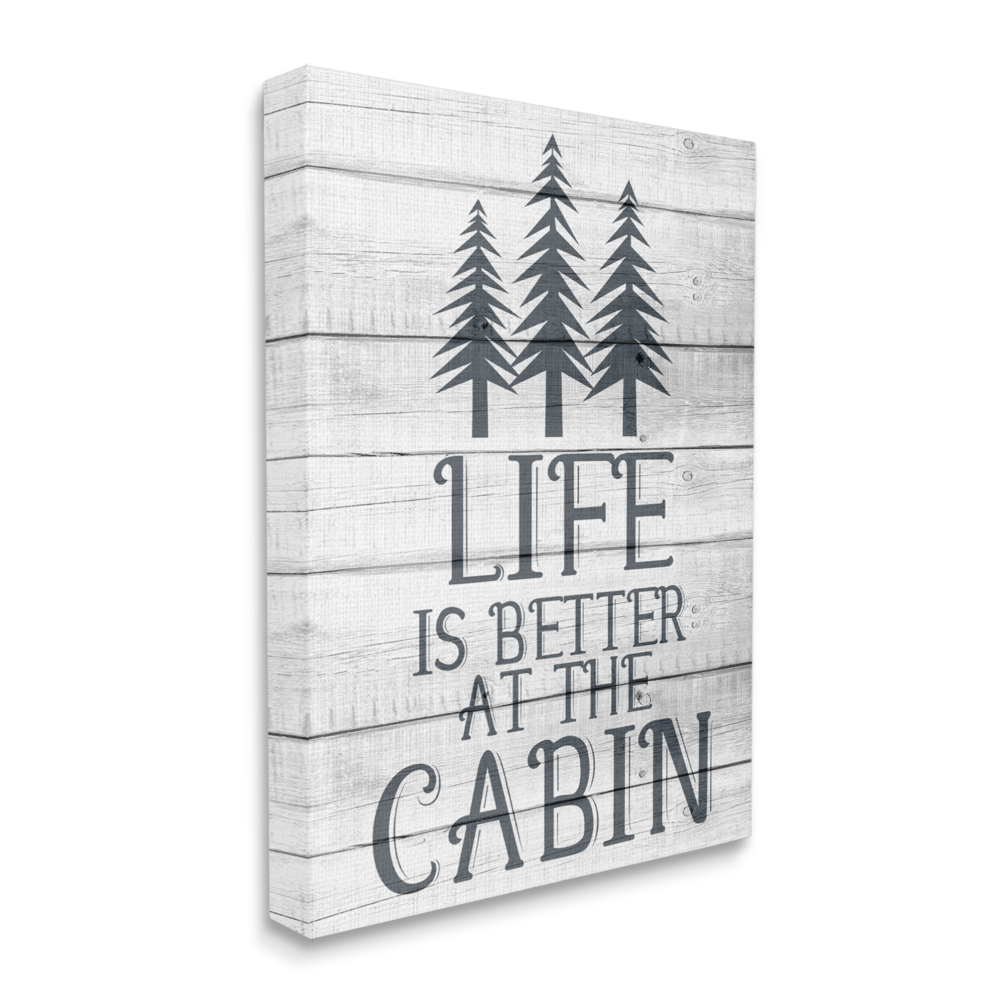 Stupell Industries Life's Better At Cabin Phrase Rural Forest Home Canvas Wall Art by Kim Allen