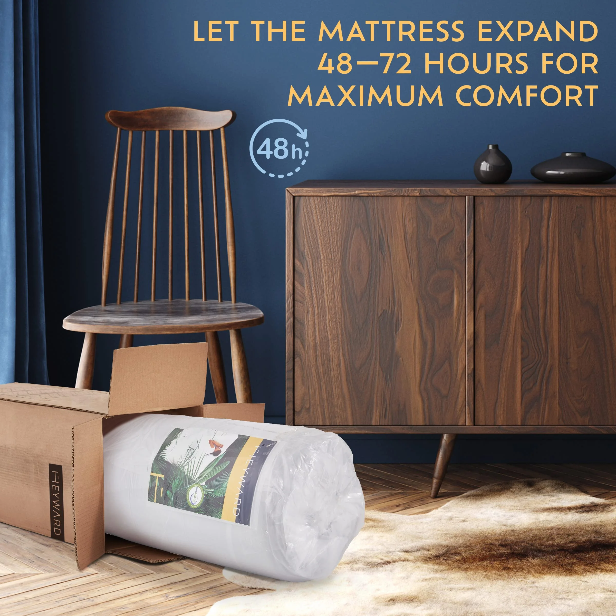 Heyward 4.5” Trifold Sofa + Foam XL Twin Mattress, XL Twin Bed Mattress Folds into Couch