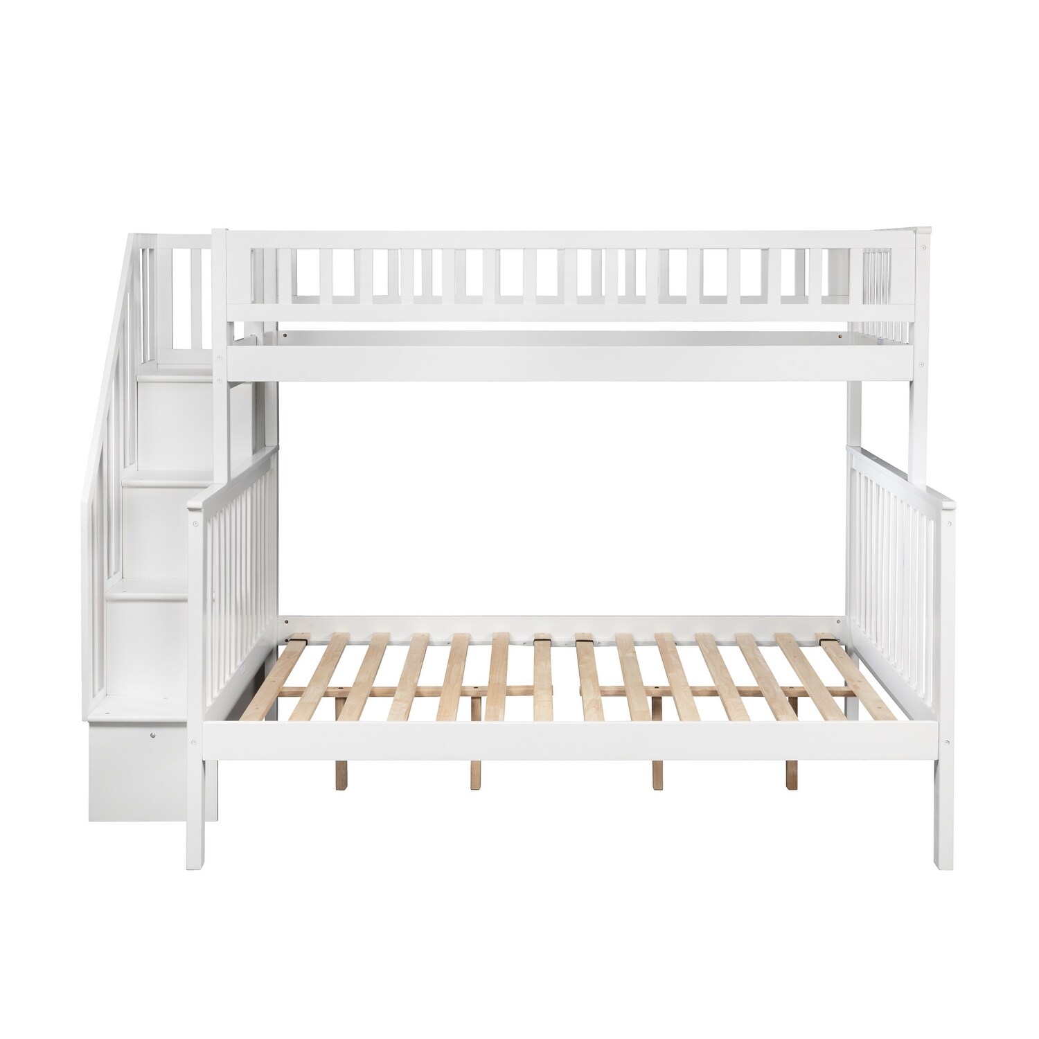 AFI Woodland Staircase Bunk Bed Twin over Full in White