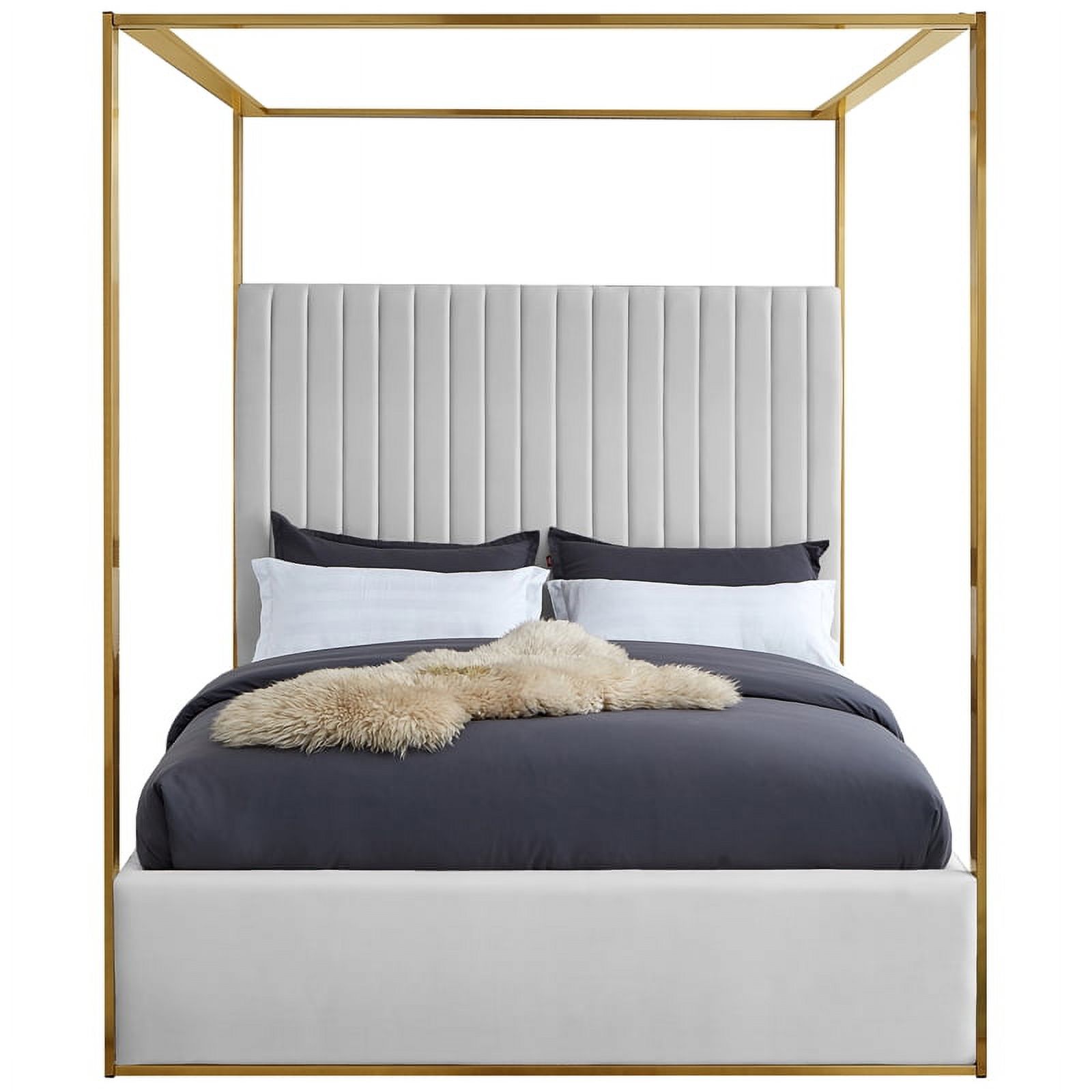 Meridian Furniture Jones White Vegan Leather Queen Bed
