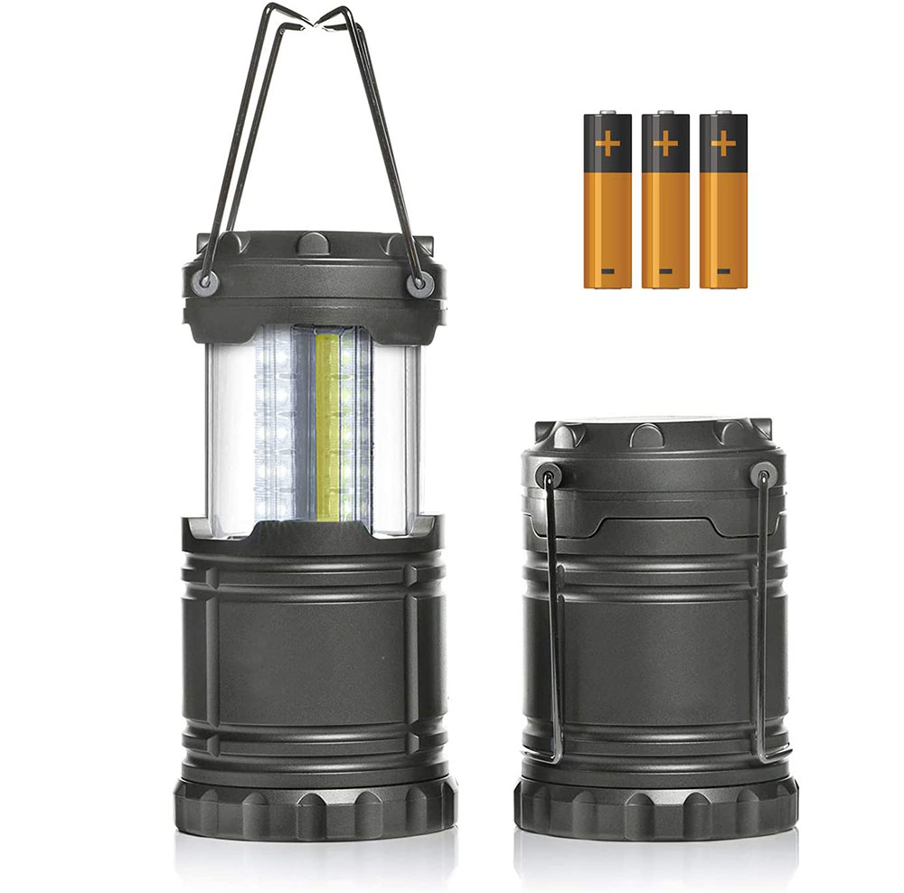 Portable Pop Up Indoor/Outdoor Camping Lantern + Waterproof Emergency Flashlight w/LED Lights (300 Lumens) for Backpacking, Hiking, Fishing & Outdoors (Batteries Included), Single