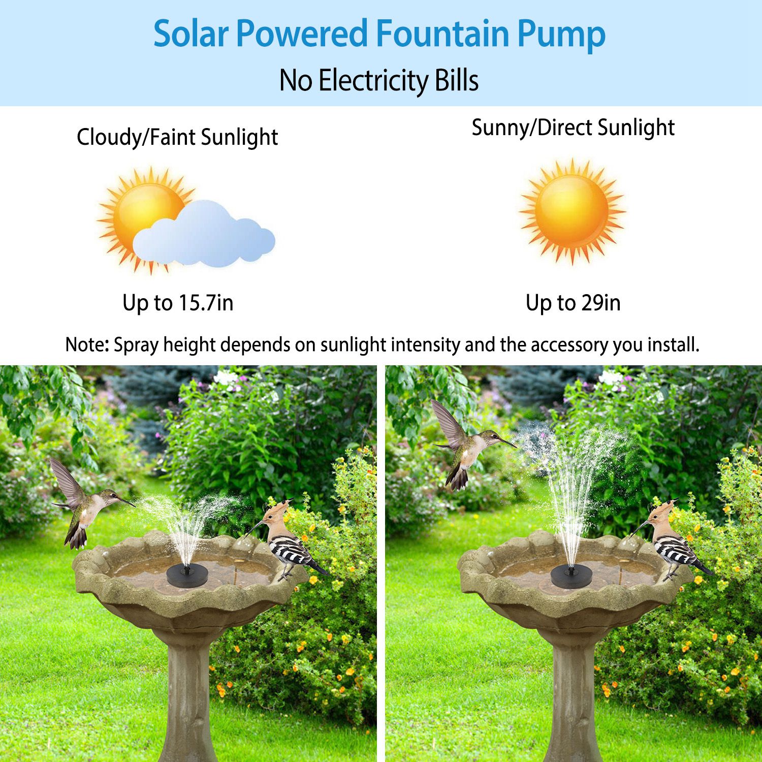 Solarek Solar Powered Fountain Pump Floating Bird Bath Pond Pump With LED Lights 7 Nozzles