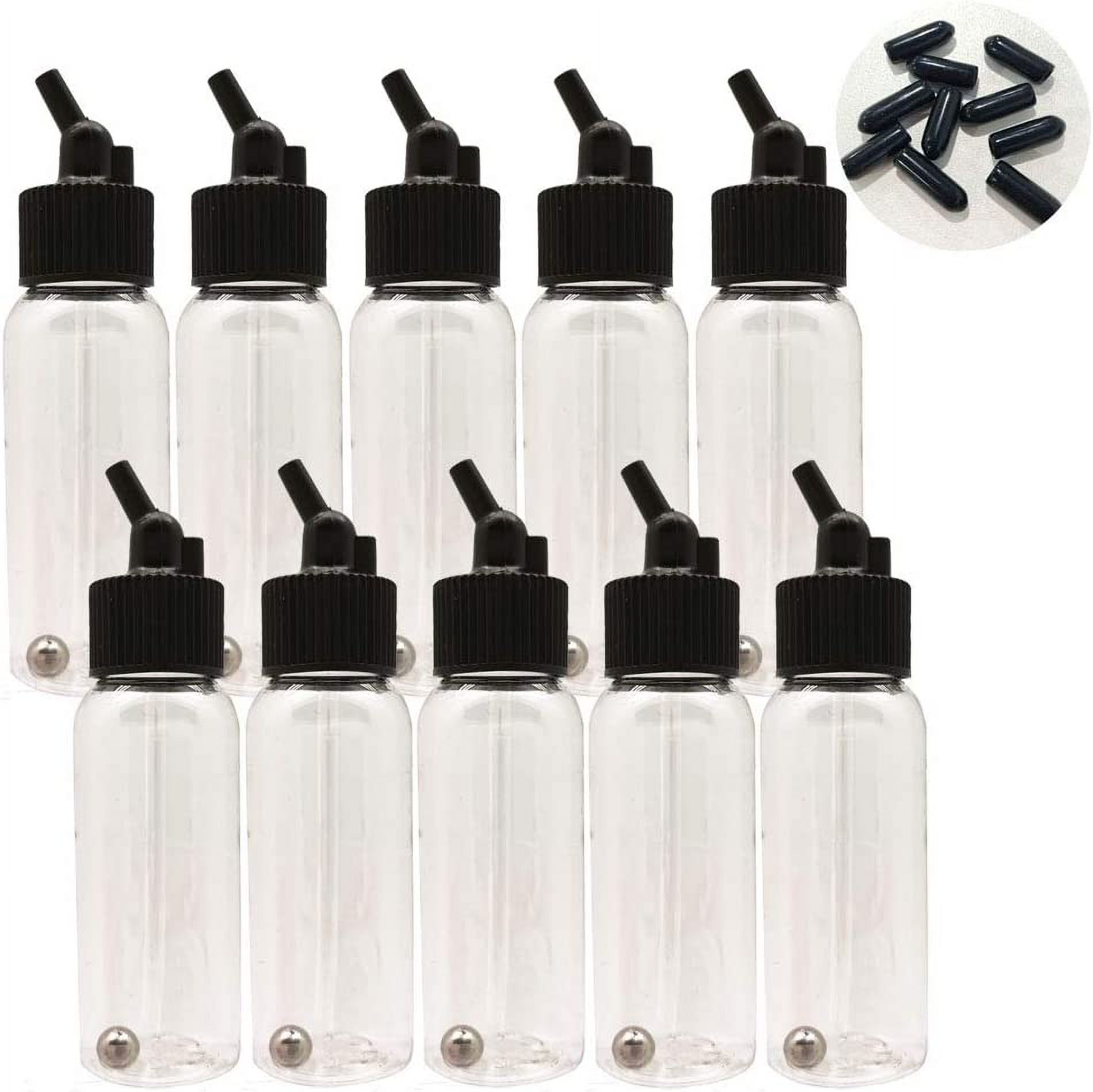 OPHIR Brand Box of 1.07-Ounce, 30ML Plastic Bottles Jars Lid Adapter Dual-Action Siphon Feed Accessories with 10x Rubber Caps, Works with Dual Action OPHIR, Paasche, Iwata, Badger Airbrushes