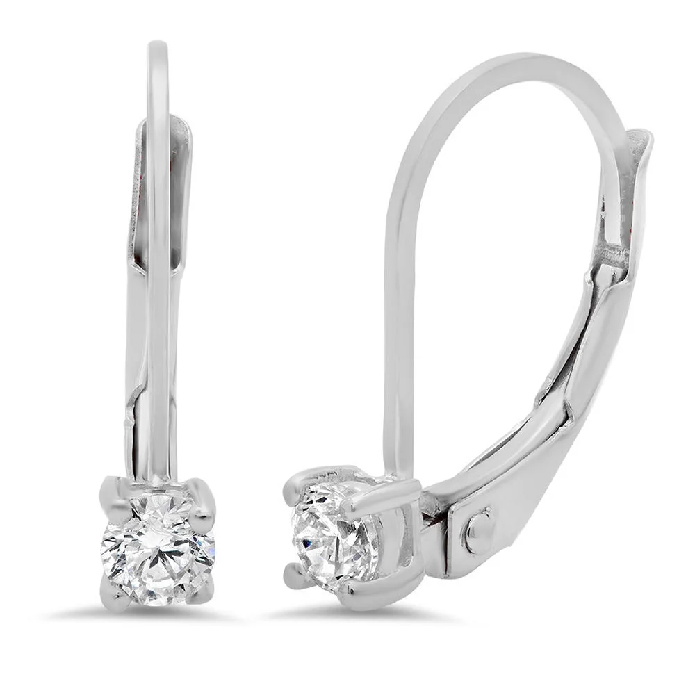 Clara Pucci 0.5 ct Brilliant Round Cut Drop Dangle VVS1 Genuine Conflict free Yellow Lab Created Yellow Moissanite Real Stamped Solid 18K White Gold Earrings Lever Back