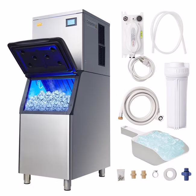 Vevor  Commercial Ice Maker, 400 lbs & 24H Ice Making Machine with 3.5- in. LED Screen for Business Bar Cafe Restaurant