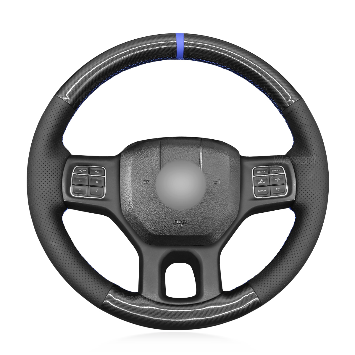 Mewant Car Steering Wheel Cover for Dodge RAM 1500 2500 3500 2012 2013-2018 Black Hand-Stitch