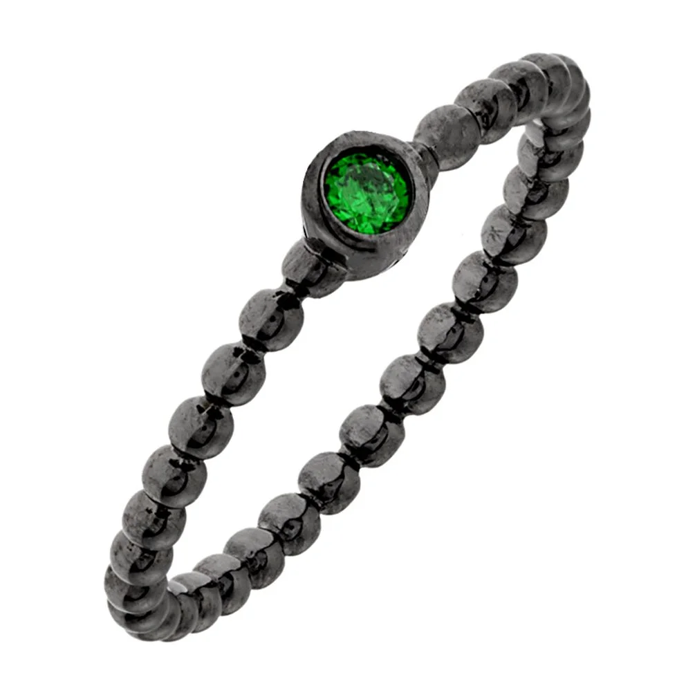 18k Black Gold Plated Red Stone Stackable Fashion Ring