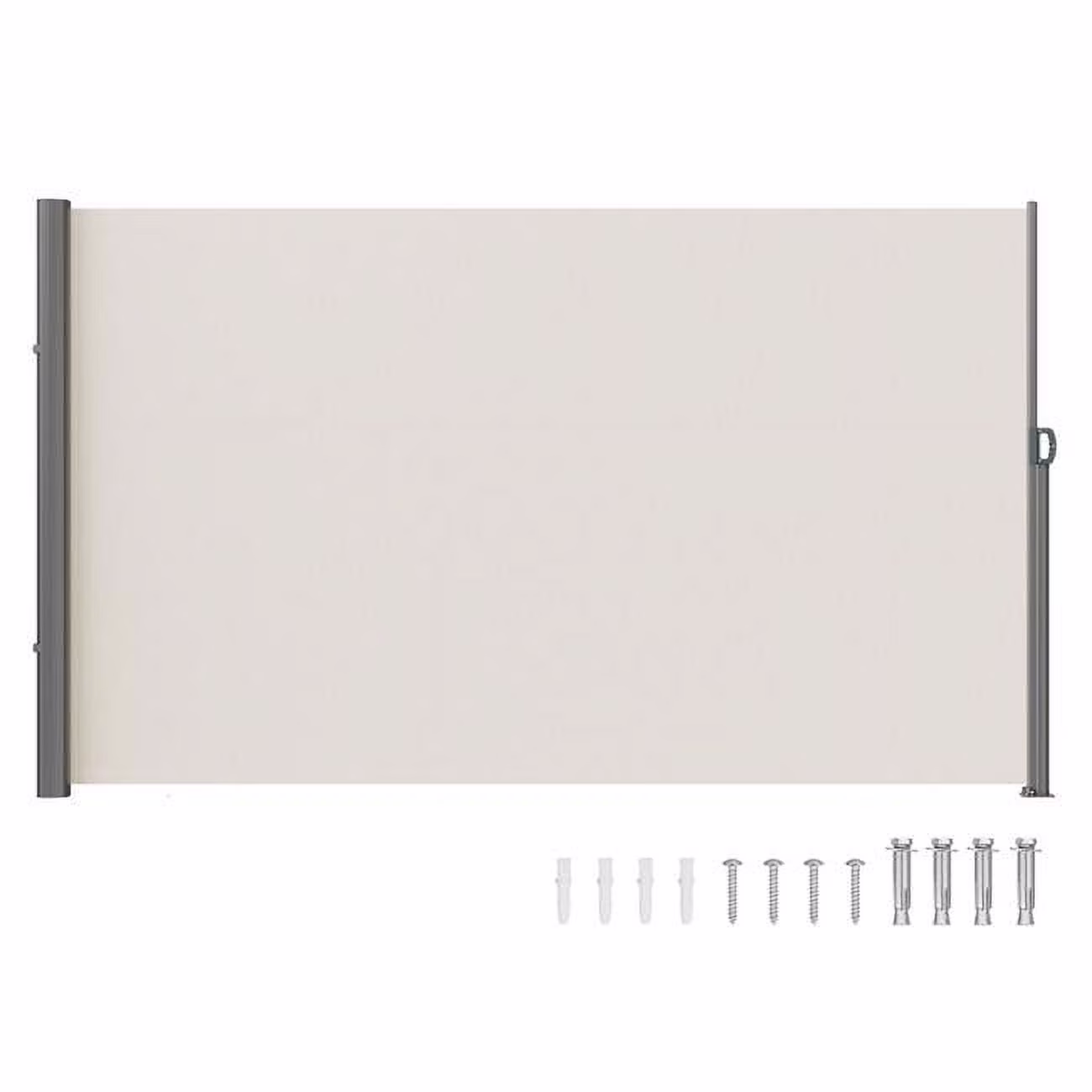 Vevor  63 x 118 in. Awning-Rugged Full Aluminum Rust-Proof Side Awning Patio Sunshine Privacy Divider Wind Screen, Beige
