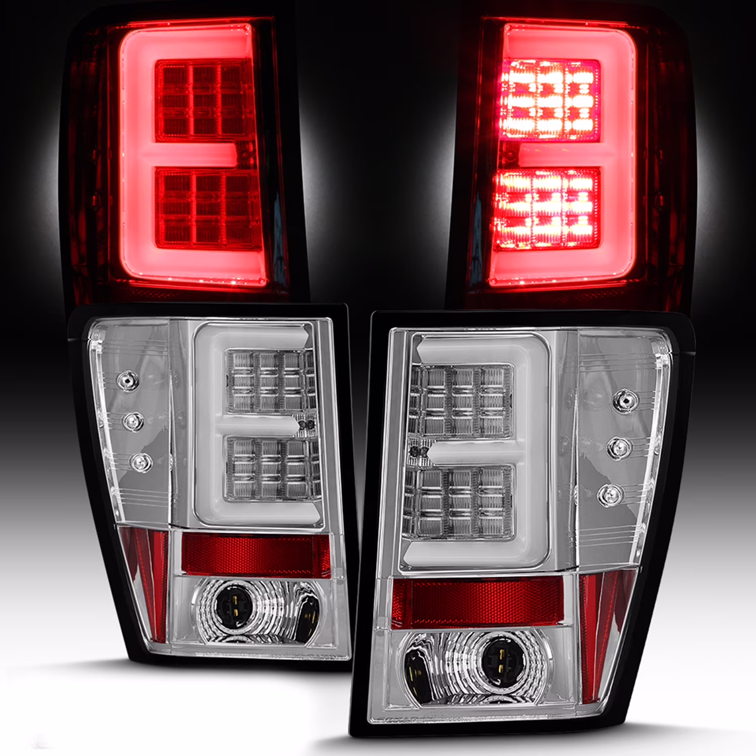 AKKON - Fits 2005 2006 Jeep Grand Cherokee 4Door [E-Tube Bar] LED Chrome Tail Lights Brake Lamp Pair Left Driver+Right Passenger
