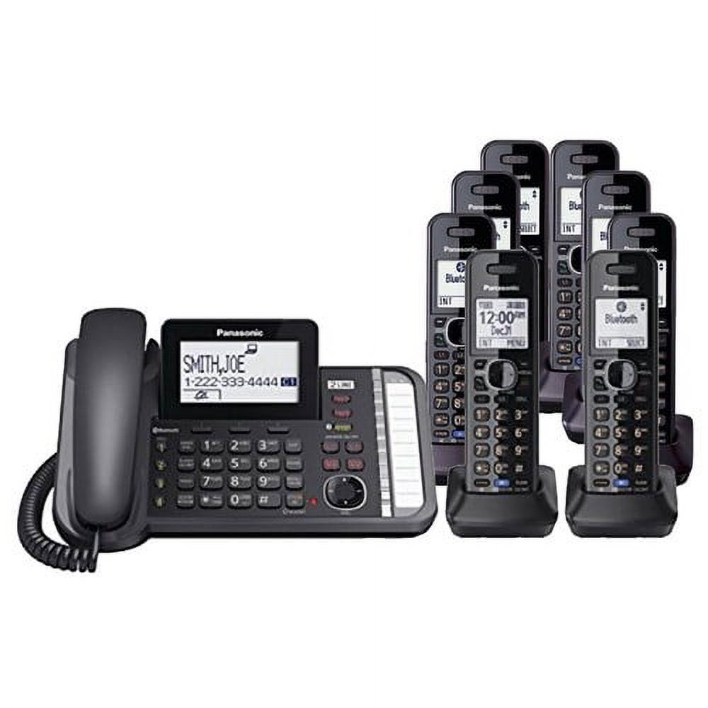 Panasonic KX-TG9582B + (6) KX-TGA950B 8 Handset Cordless Phone,2-Line,Black