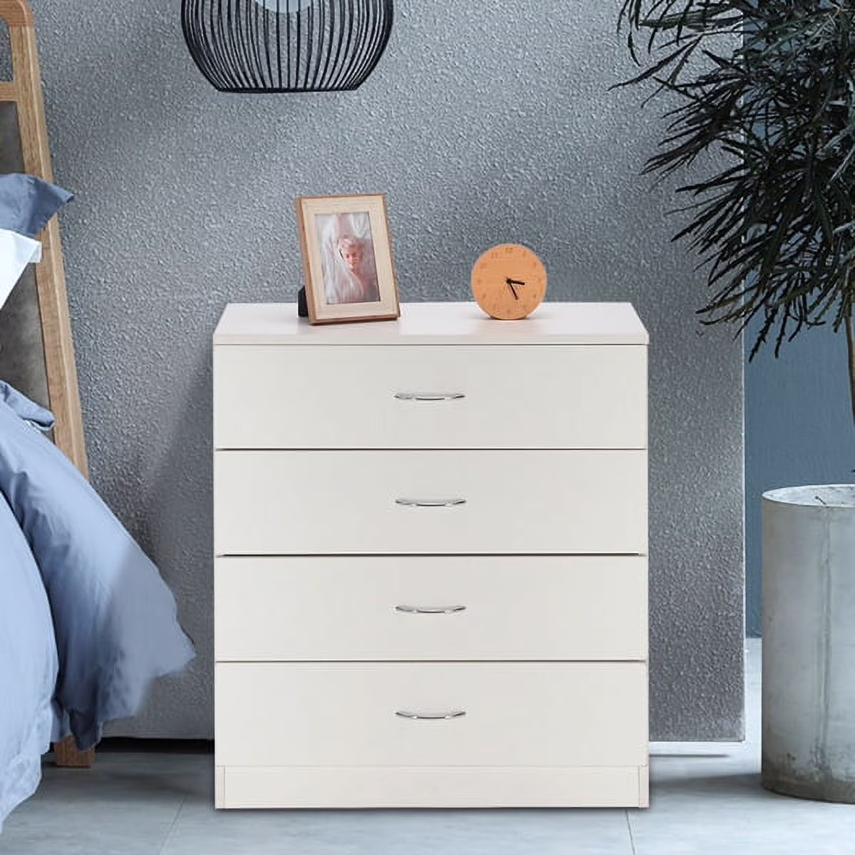 4-Drawer MDF Wood Simple Dresser, White