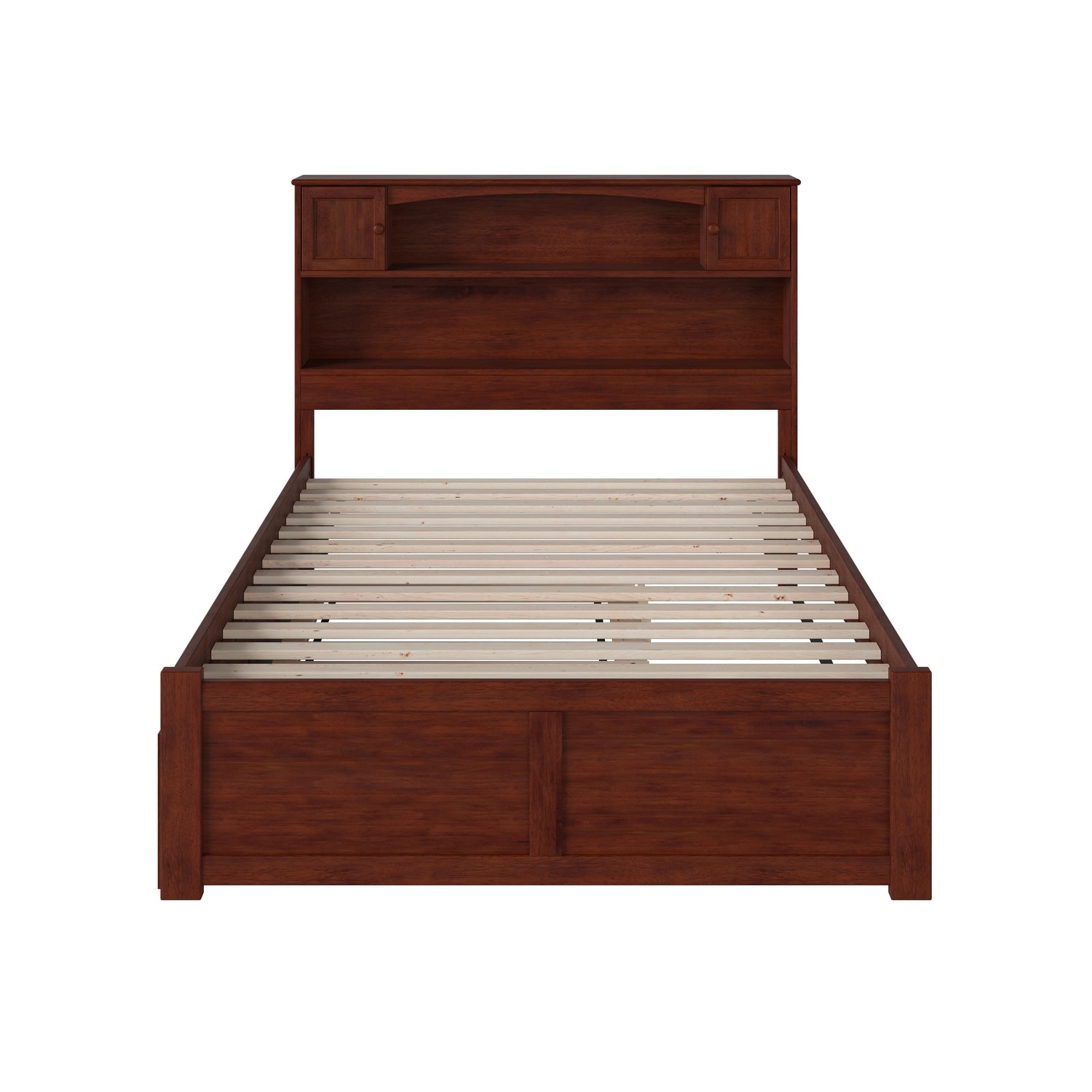 Atlantic Furniture Newport Walnut-finish Flat-panel Foot Board with Underbed Trundle Bookcase Headboard Full Bed