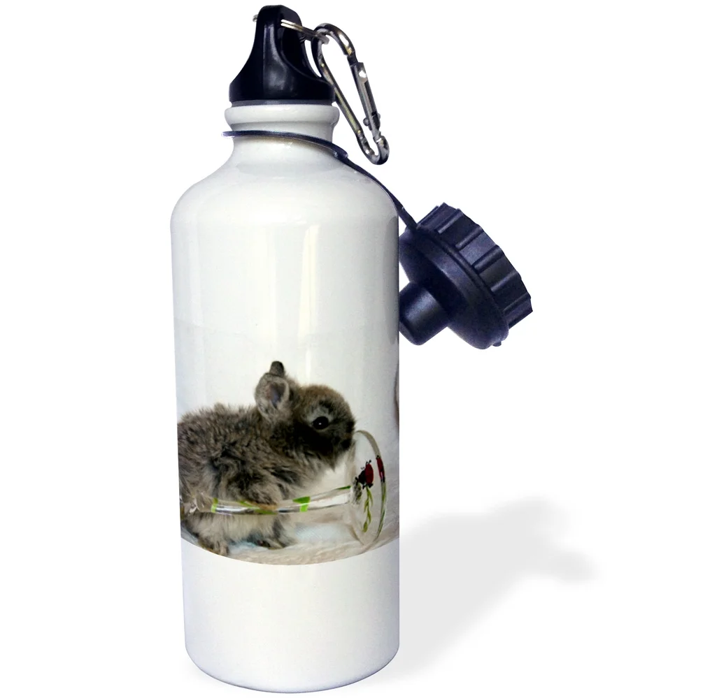 Lionhead Bunny and Wine Glass 21 oz Sports Water Bottle wb-6418-1