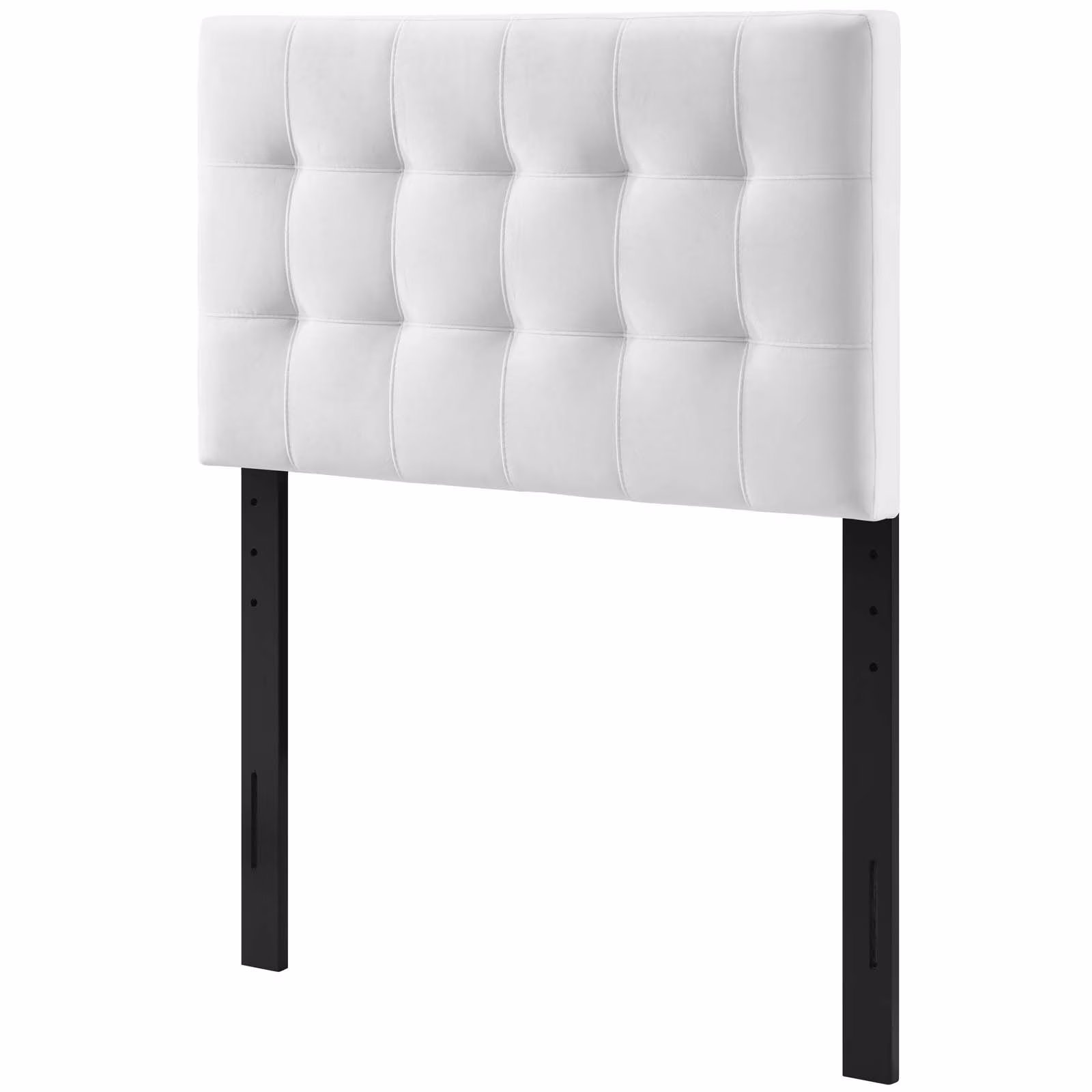 Contemporary Modern Urban Designer Bedroom Twin Size Tufted Headboard, Velvet Fabric, White