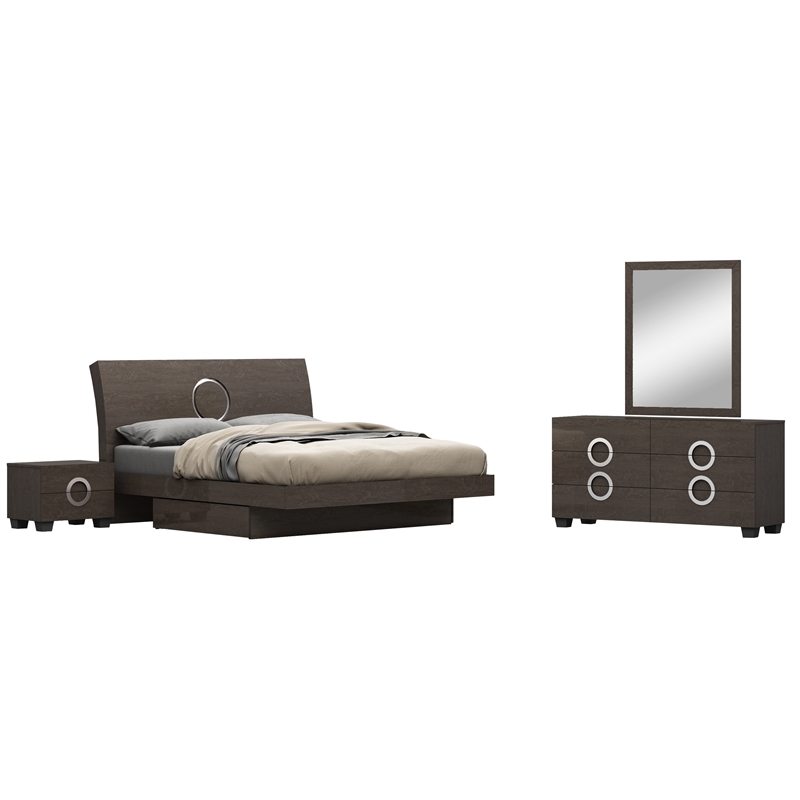 Titan Furnishings Rita 4-Piece Wood Eastern King Bedroom Set in Gray