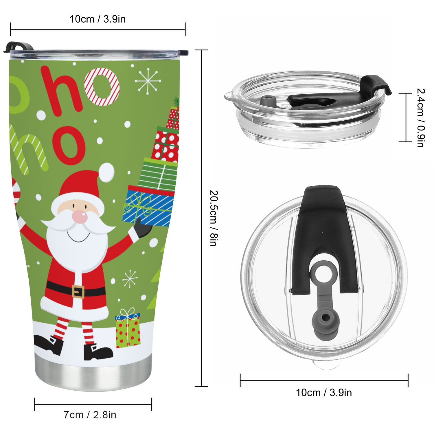 Hidove Stainless Steel Tumbler, Christmas Santa 30oz Leak Proof & Stainless Steel Bottle for Hot & Cold Drinks - Coffee Travel Mug, Water Metal Canteen, Thermal Cup