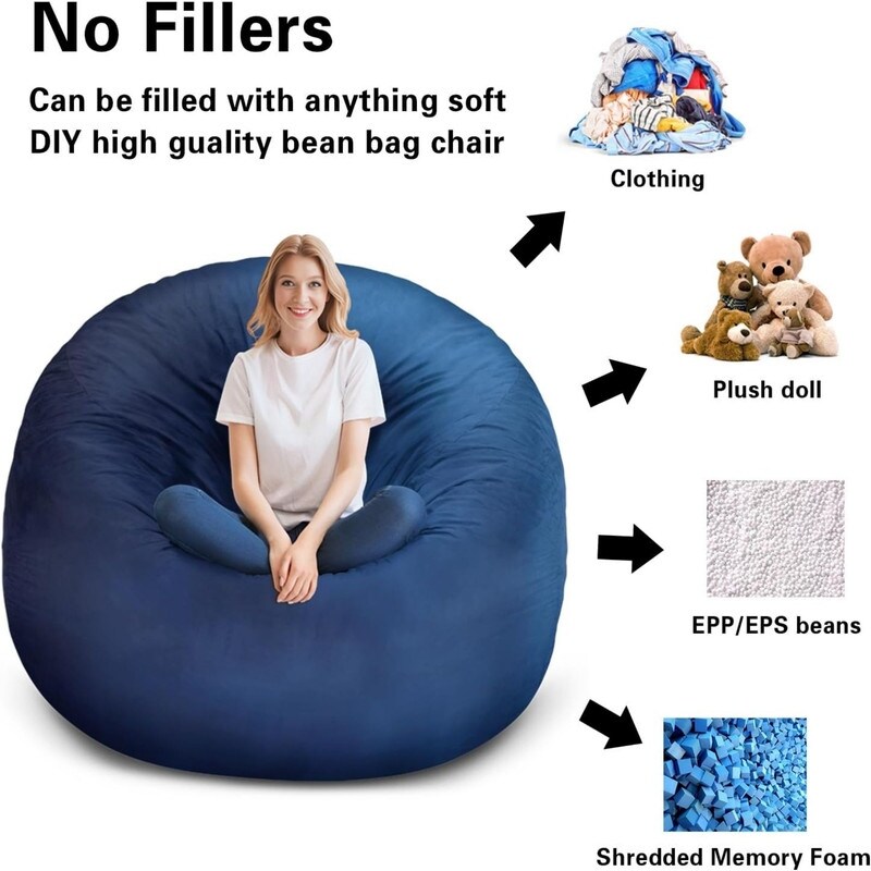 Bean Bag Chair Cover (No Filler)(180 * 90cm) Blue