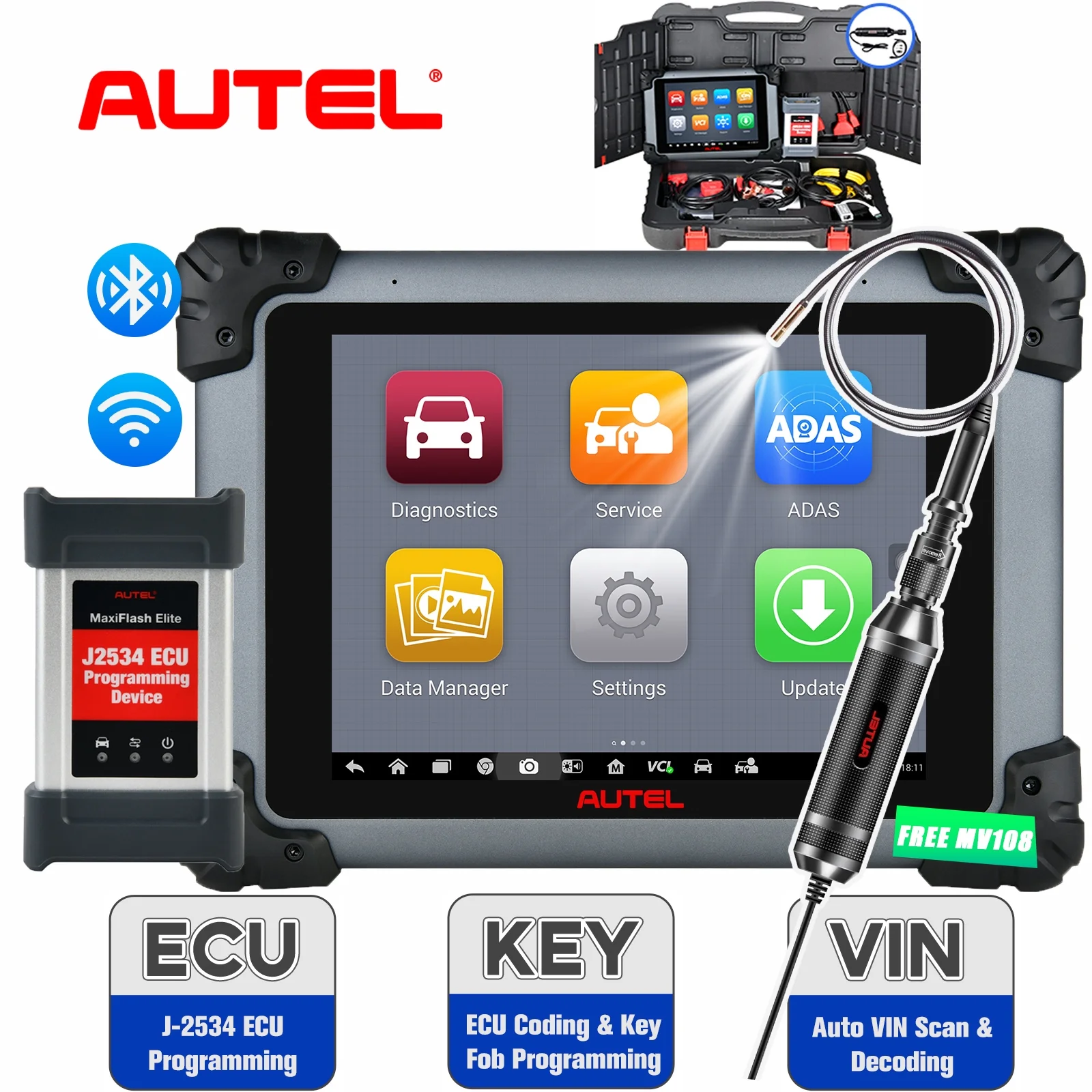 Autel Scanner MaxiSys MS908S Pro II Auto Diagnostic Scan Tool with J2534 ECU Programming, Update Version of MK908P/MK908