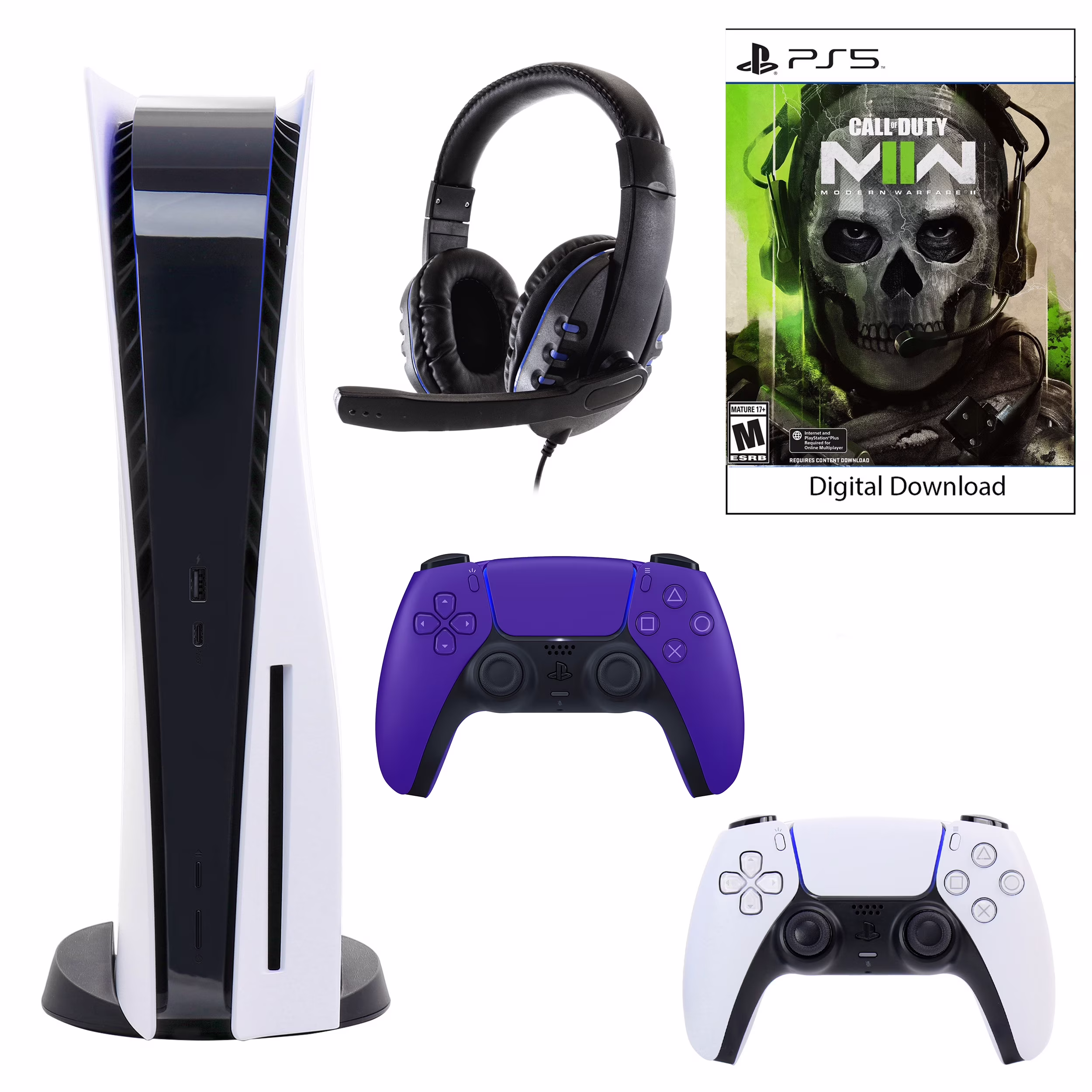 Sony PlayStation 5 Core Console with Call of Duty: Modern Warfare II with Headset and DualSense Controller in Galactic Purple