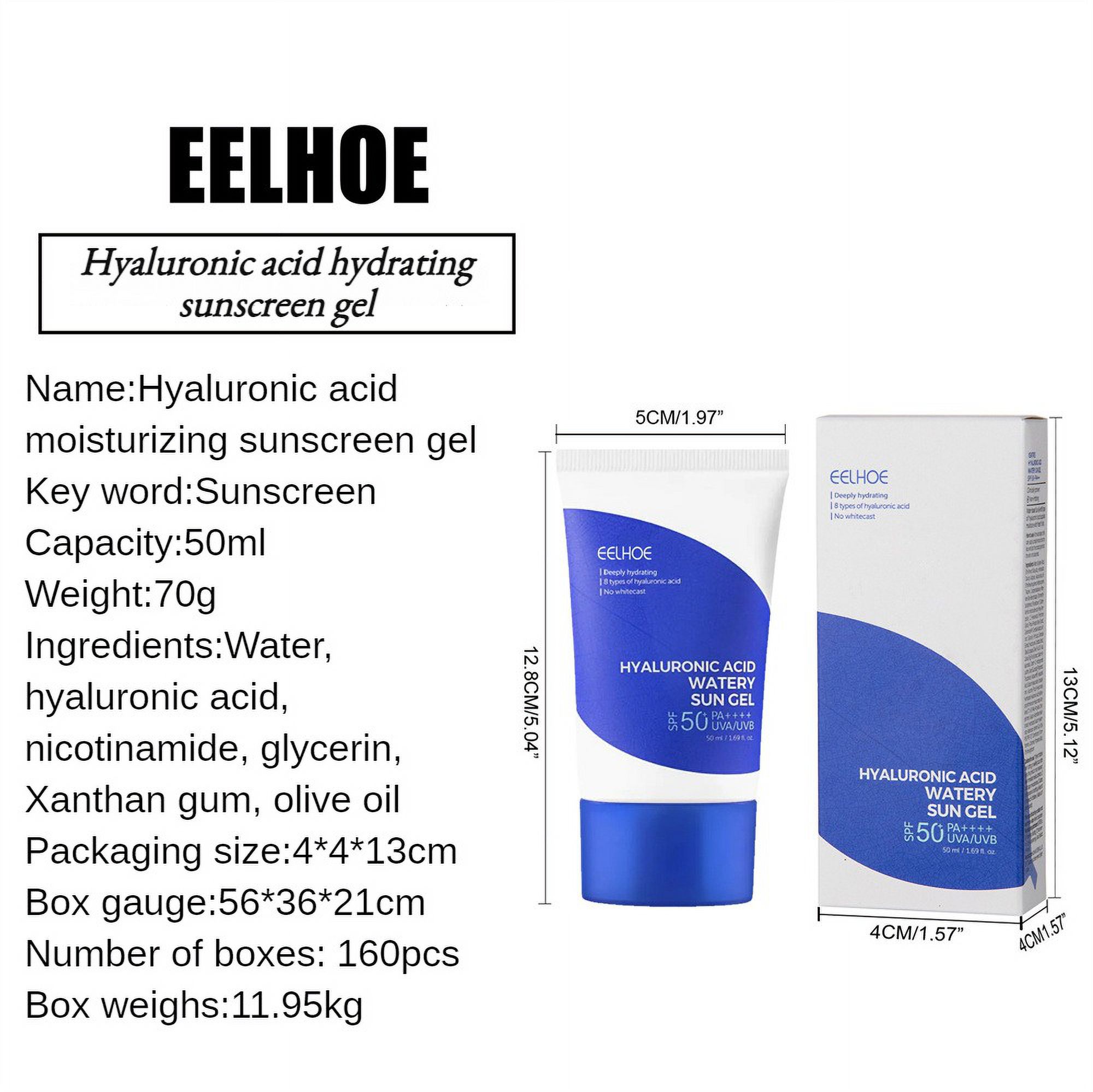 JFY 3pcs  Hyaluronic Acid Moisturizing Sunscreen Gel Summer Outdoor Anti-UV Moisturizing Refreshing and Not Sticky