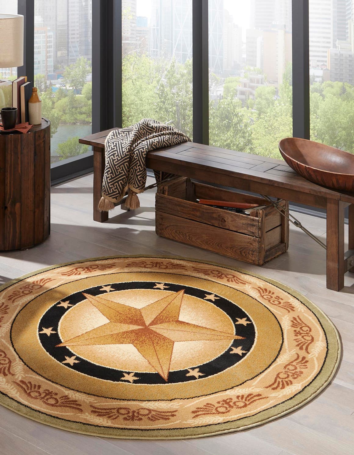 Unique Loom Bozeman Pioneer Rug ,Round,5' 3