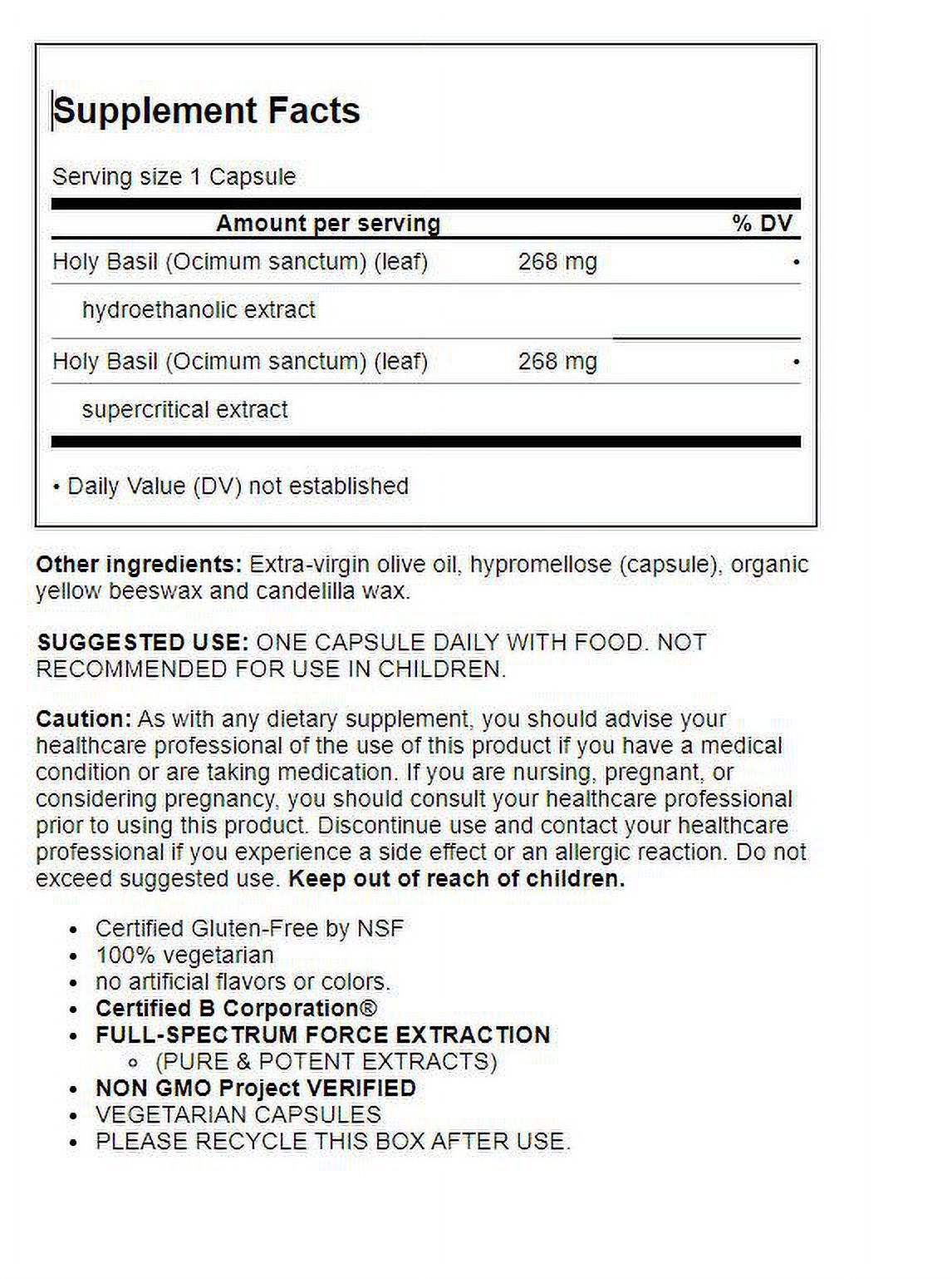 New Chapter - Holy Basil Force - 120 Vegetarian Capsules