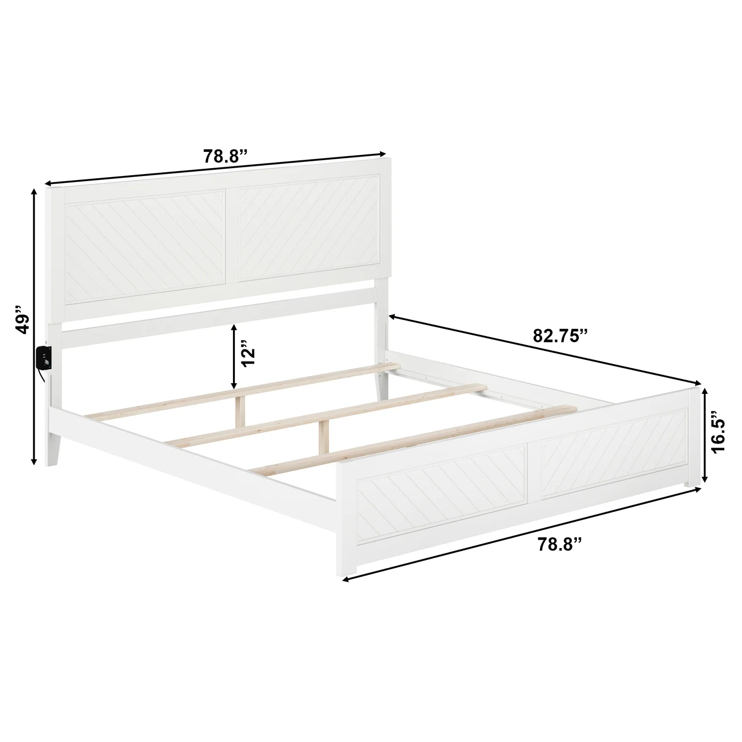 AFI Canyon White Solid Wood Foundation Bed Frame with Matching Footboard, King