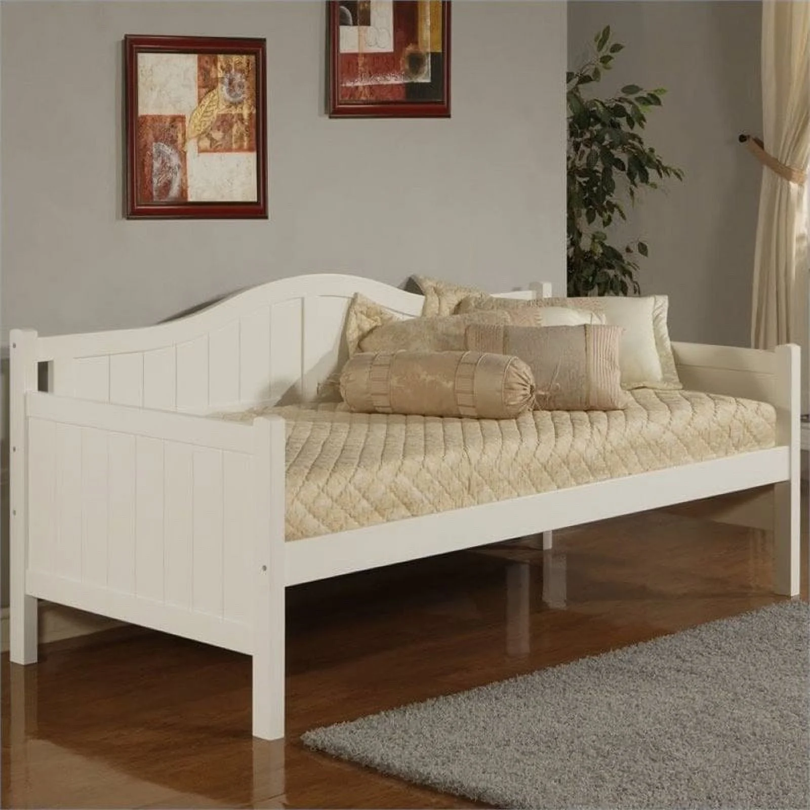 Bowery Hill Cottage Solid Wood Twin Size Beadboard Daybed in White