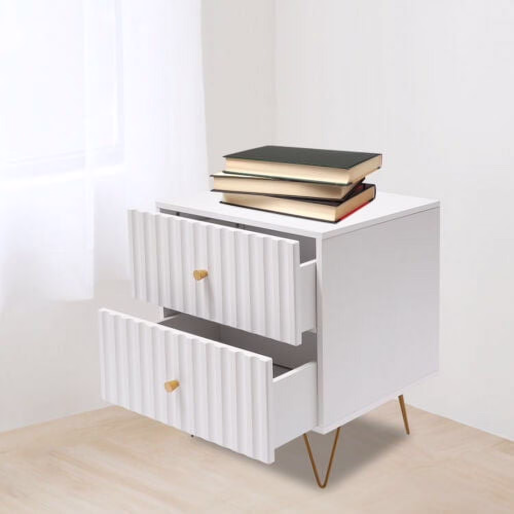 2 Tier Nightstand Drawers Chest Dresser Organizer Storage Bedroom Cabinet MDF