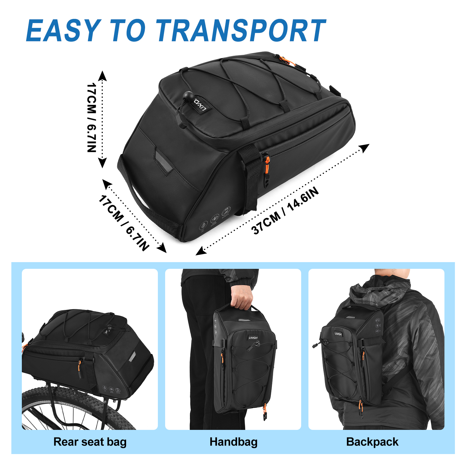 Lixada Bicycle bag,Bike Saddle Rear Waterproof With Saddle Bike Rear Waterproof 10l Bike 3-in-1 Saddle Waterproof Bike 4-in-1
