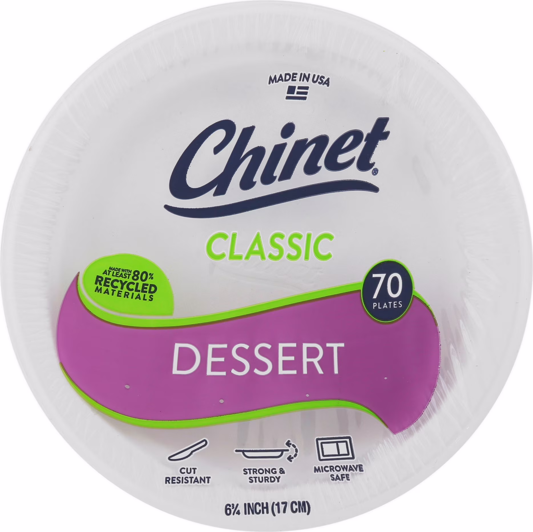 Chinet Classic White Round Appetizer and Dessert Plates 6 75 Inches 70 Count