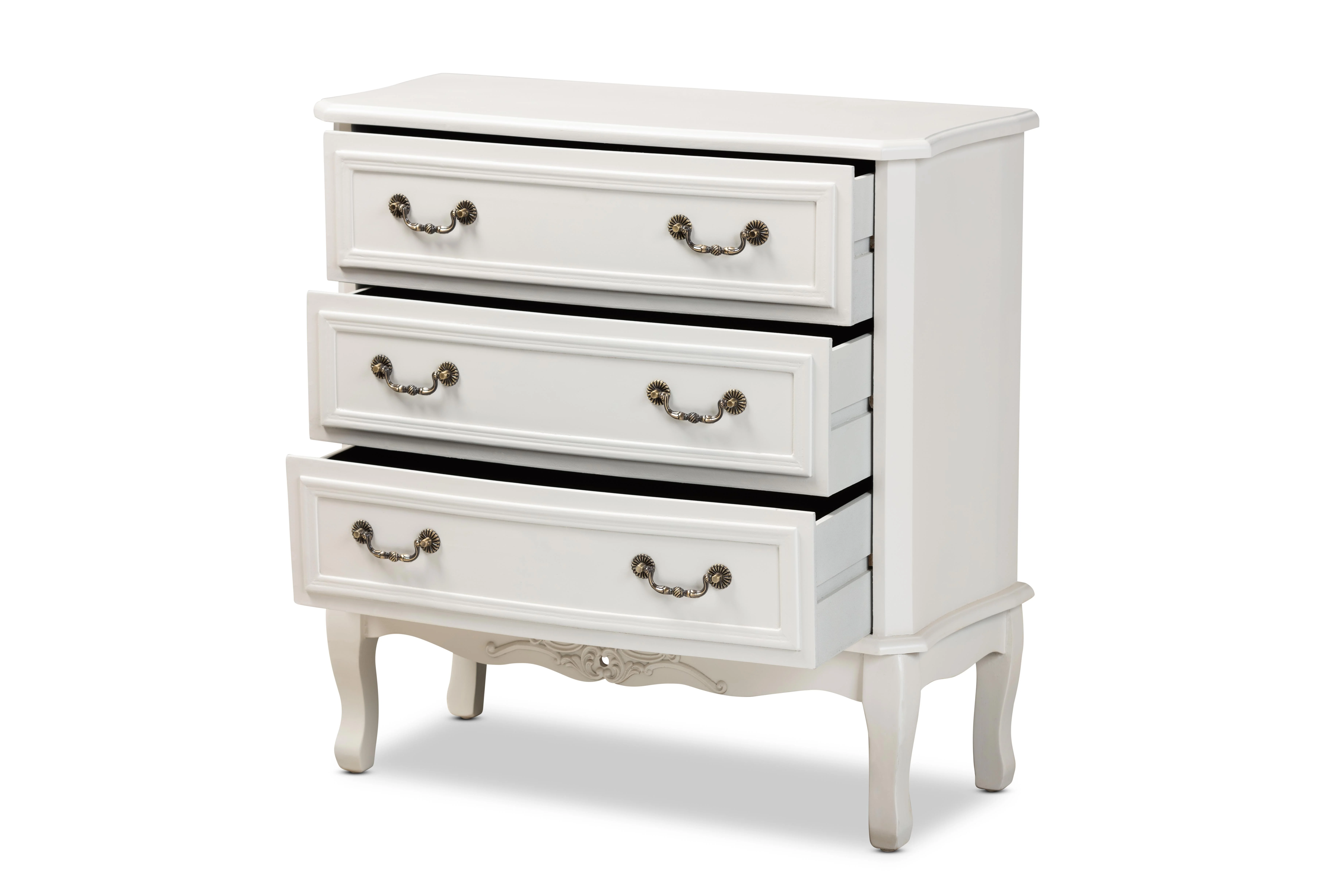 Baxton Studio Gabrielle Traditional French Country Provincial White-Finished 3-Drawer Wood Dresser