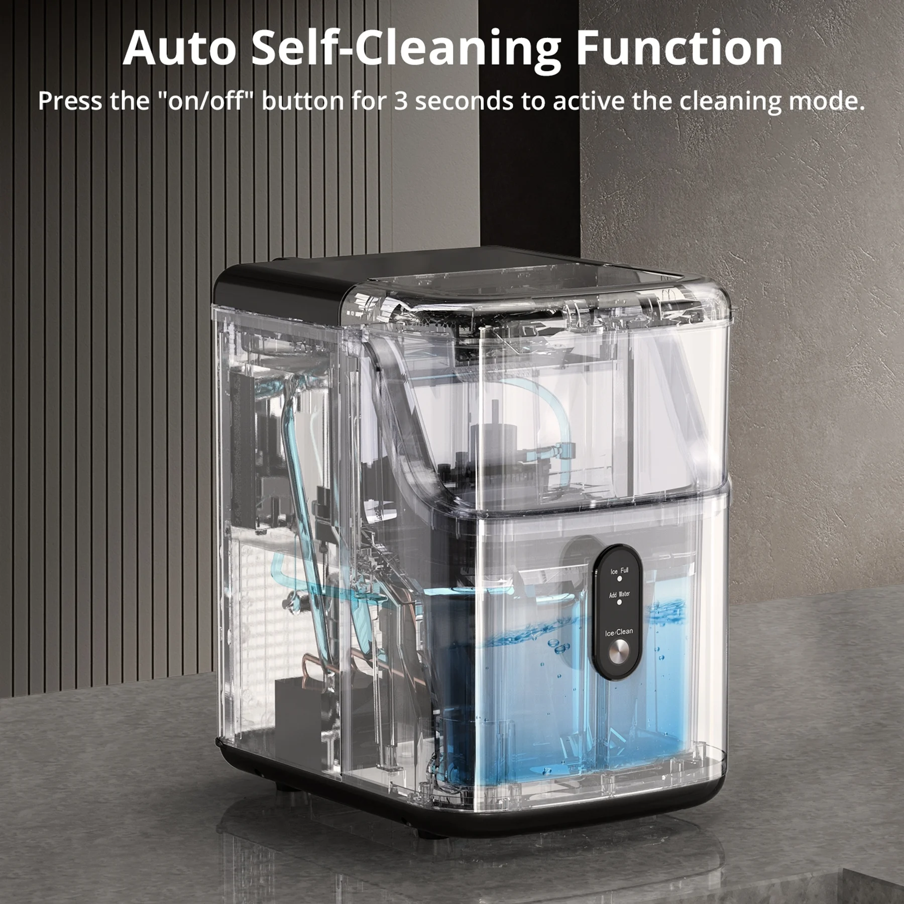 Homhougo—Nugget Ice Maker Countertop, Self-Cleaning Ice Machine Makes 35lb Ice in 24 Hrs, Stainless Steel