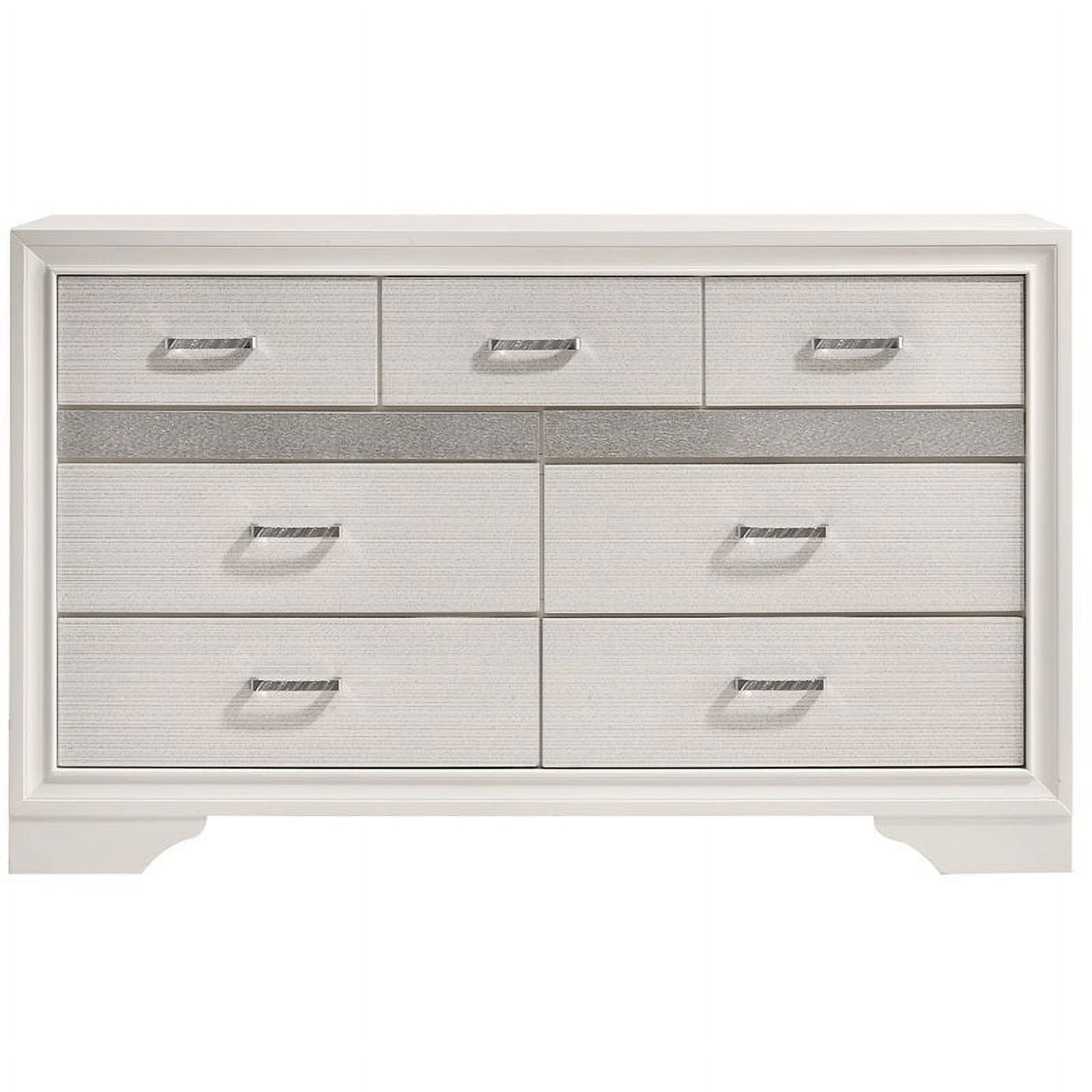 Bowery Hill 7 Drawer Dresser in White and Rhinestone
