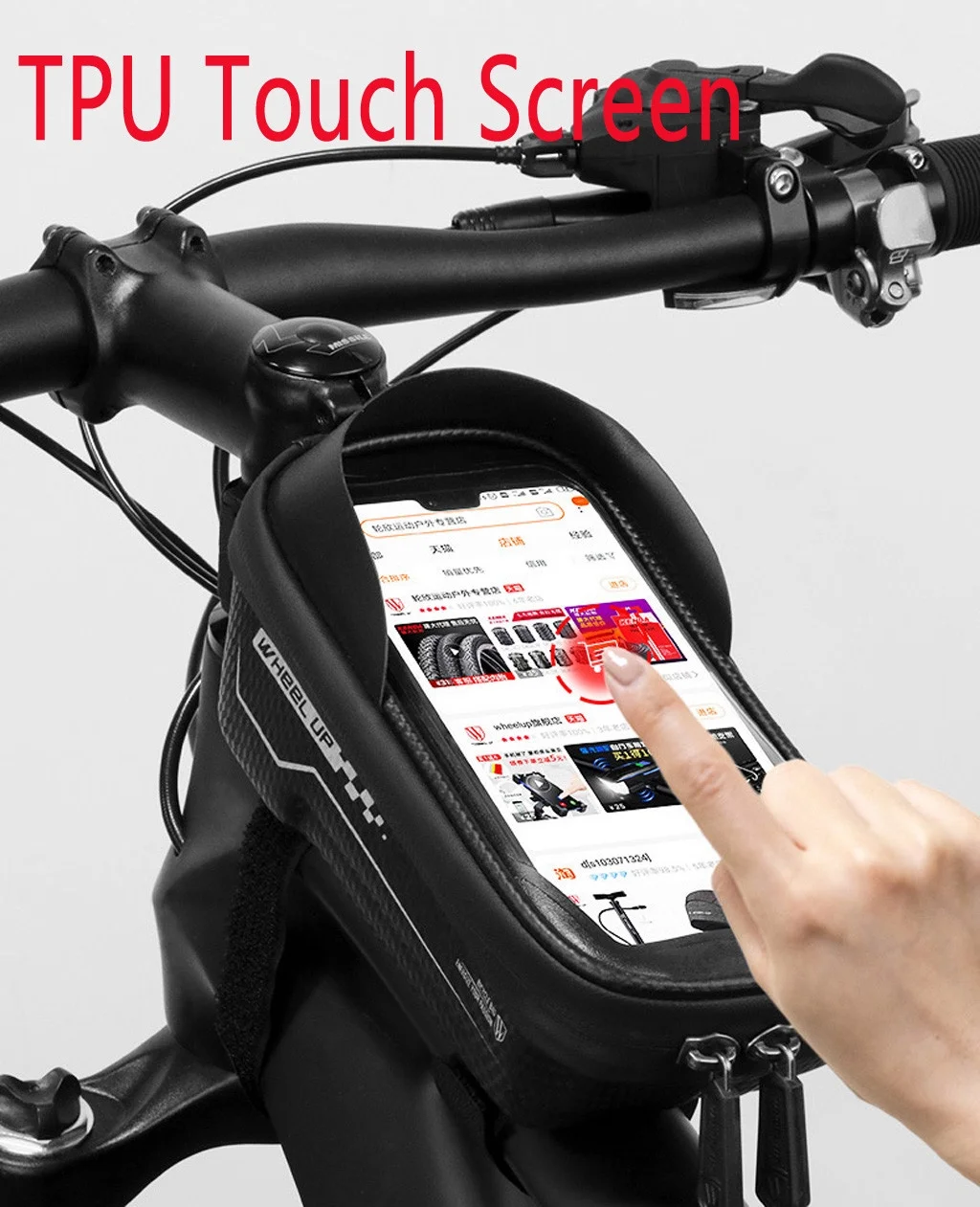 YOHOME Bike Front Frame Bag Waterproof EVA TPU Bike Bag Cellphone Below