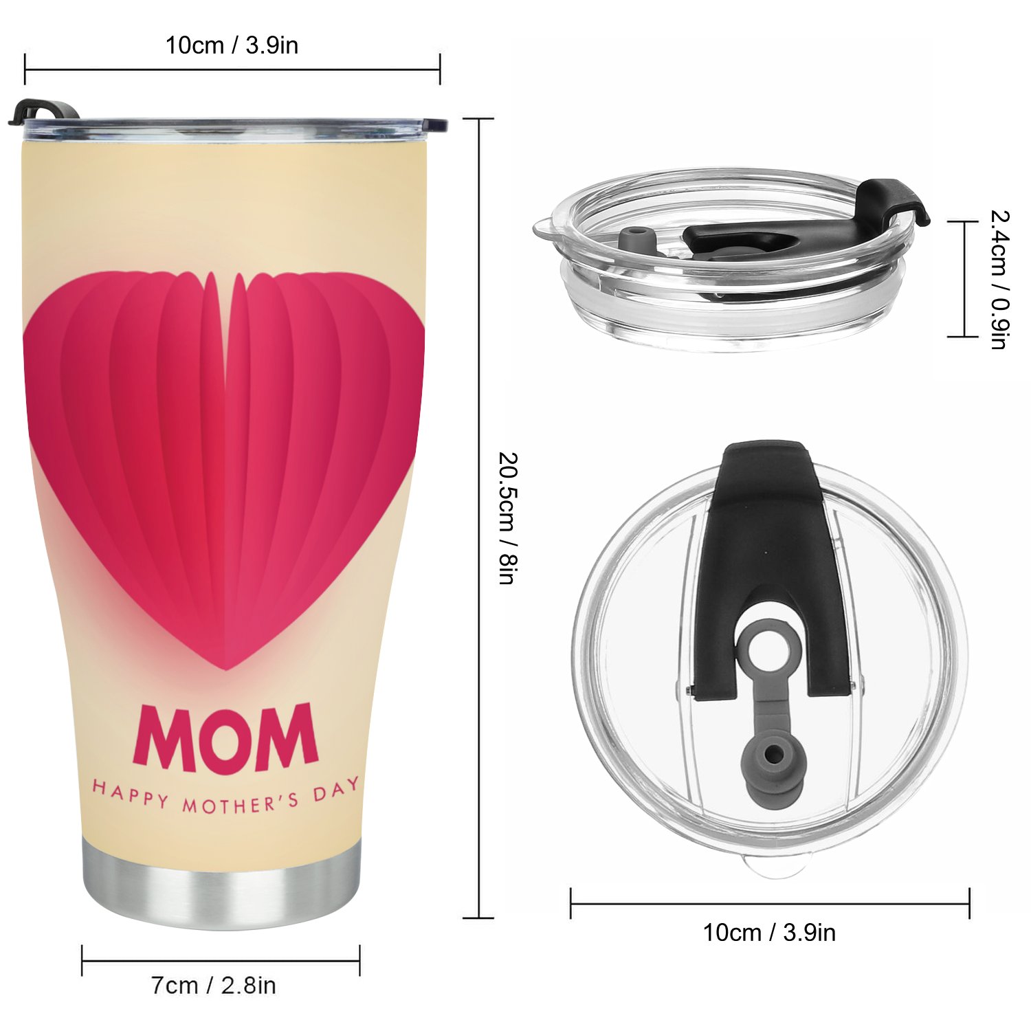Hidove Stainless Steel Tumbler, I love you mom 30oz Leak Proof & Stainless Steel Bottle for Hot & Cold Drinks - Coffee Travel Mug, Water Metal Canteen, Thermal Cup